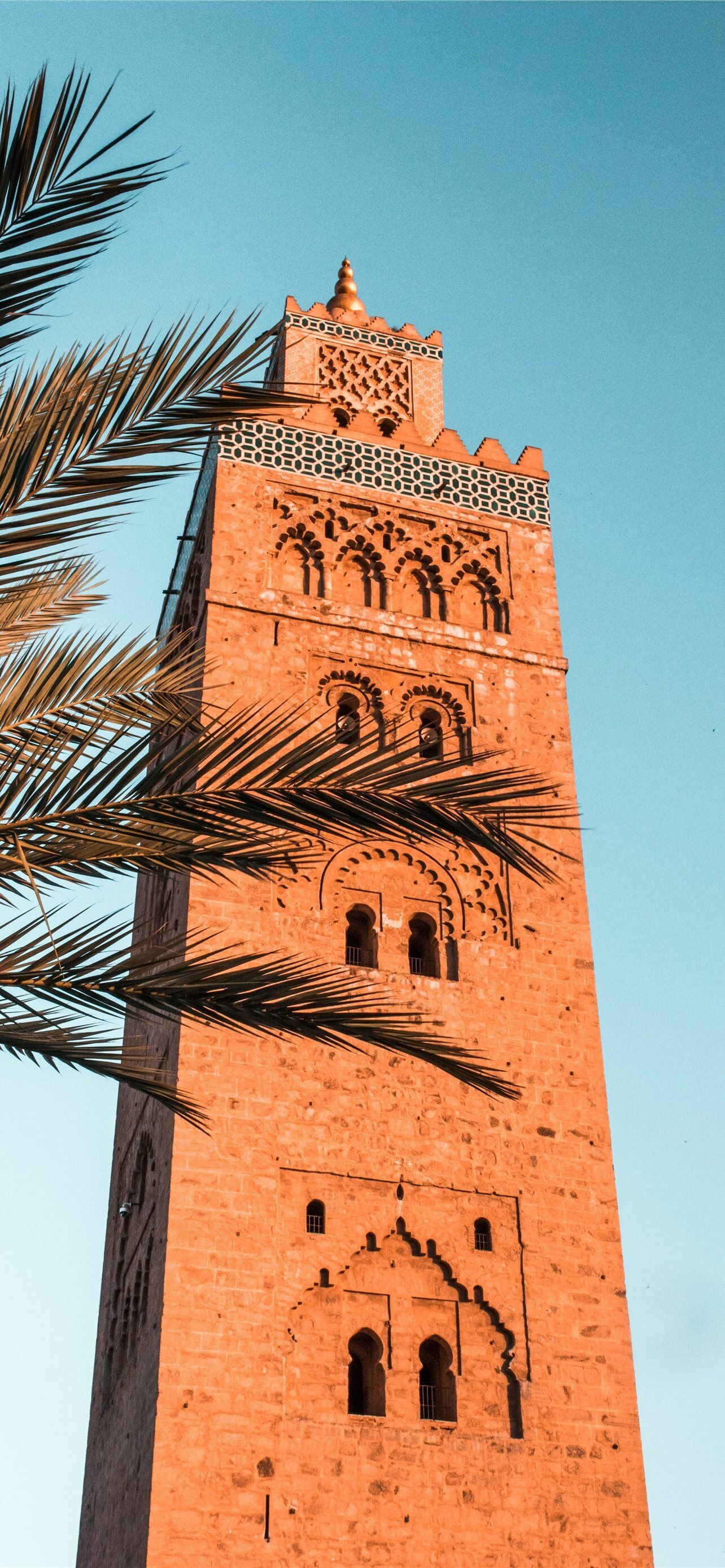 Morocco: Kutubiyya Mosque, The country's capital is Rabat, while its largest city is Casablanca. 1290x2780 HD Wallpaper.