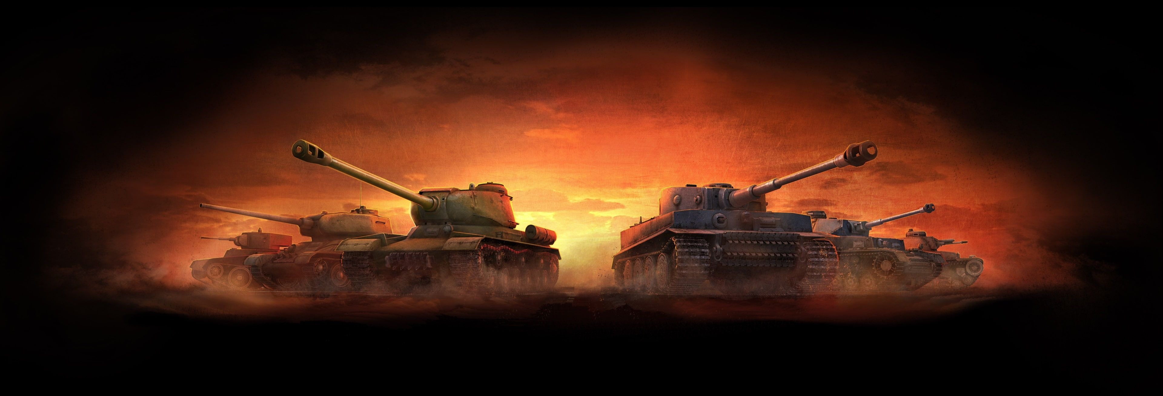 World of Tanks, 4K desktop background, High-definition tank wallpaper, 3840x1310 Dual Screen Desktop