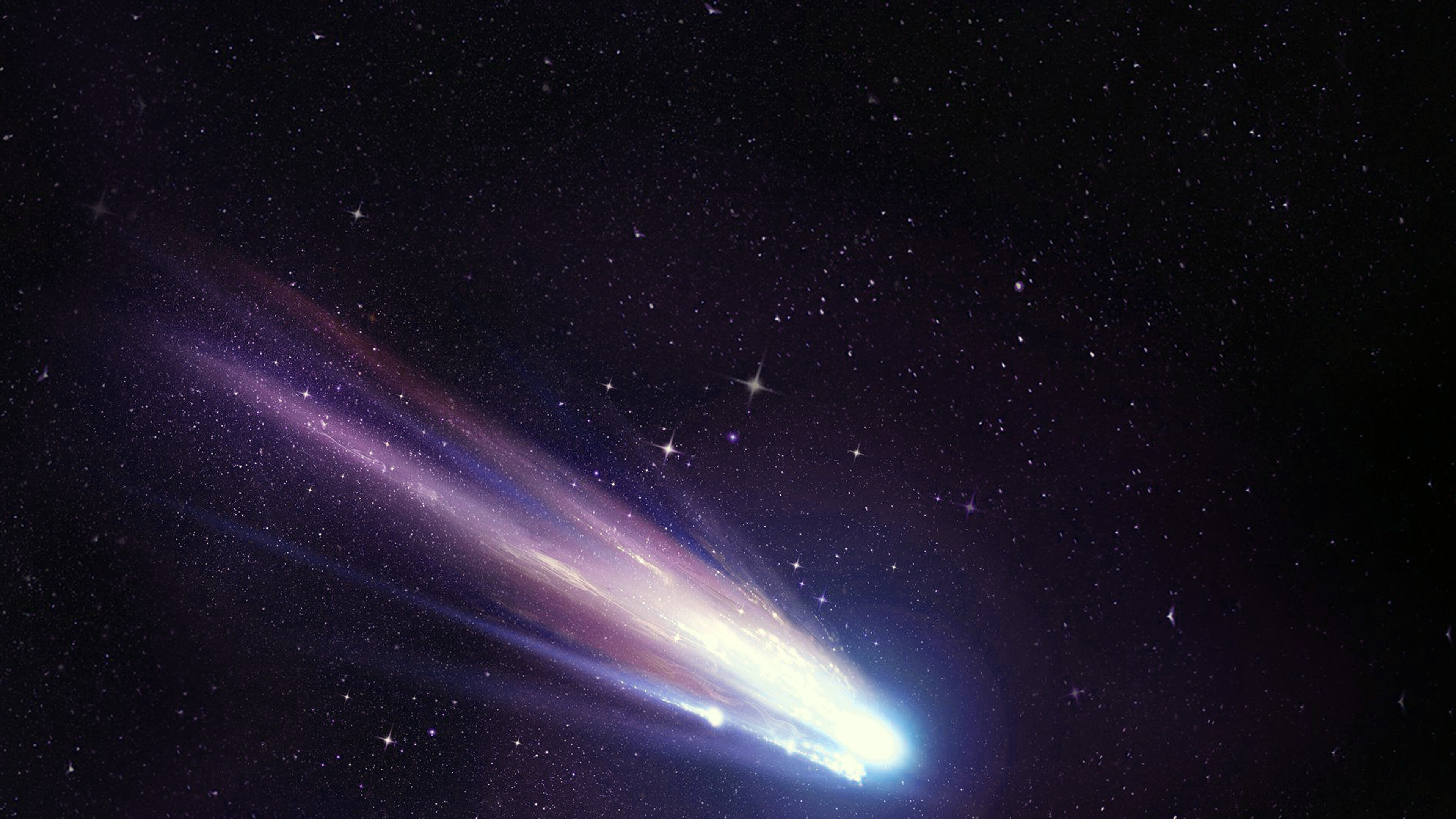 Comet: Shootingstar, Space object composed of loose collections of ice, dust, and small rocky particles. 3840x2160 4K Background.