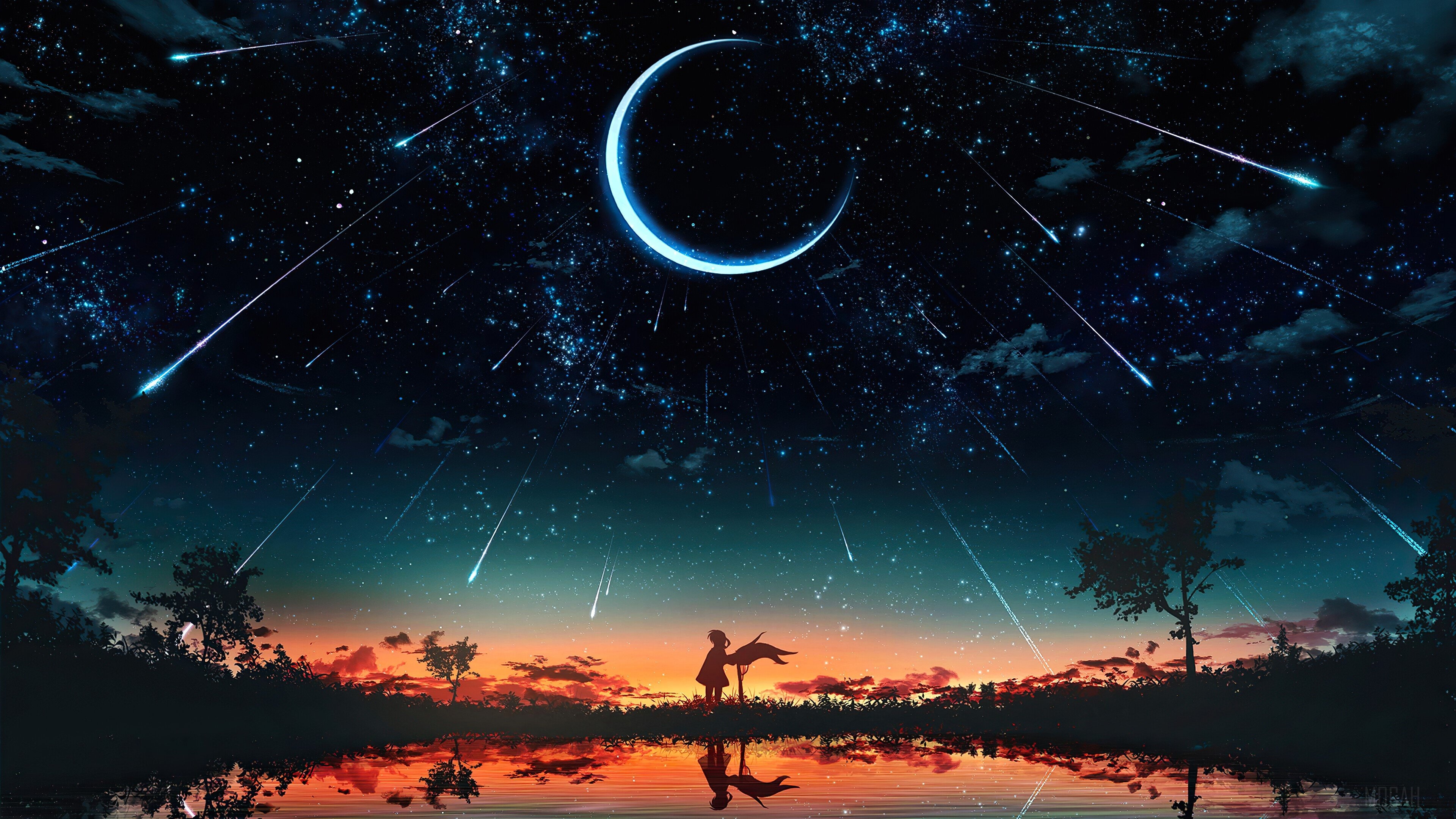 Night sky, Moon, 4K wallpapers, 3840x2160 4K Desktop