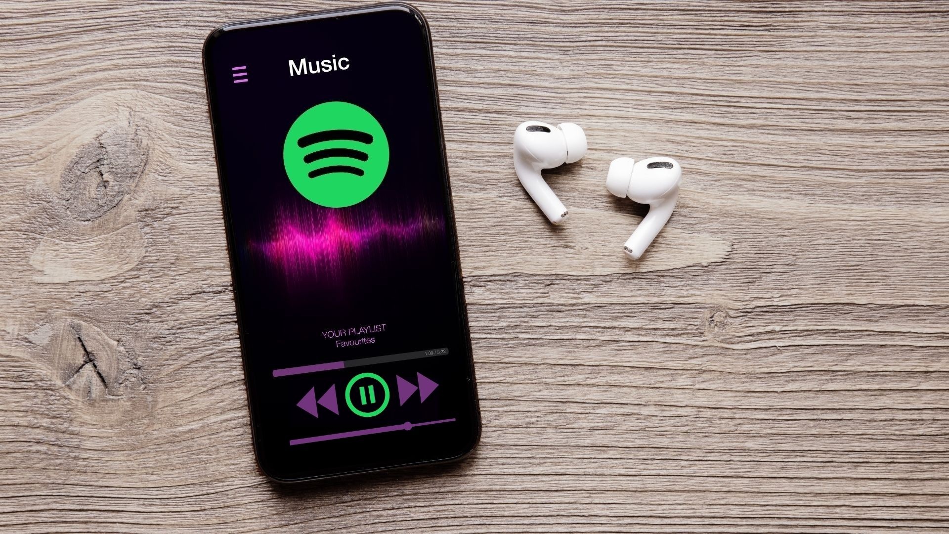 Spotify: A music streaming app for Android and iOS devices, Tracks from major and minor record labels. 1920x1080 Full HD Wallpaper.