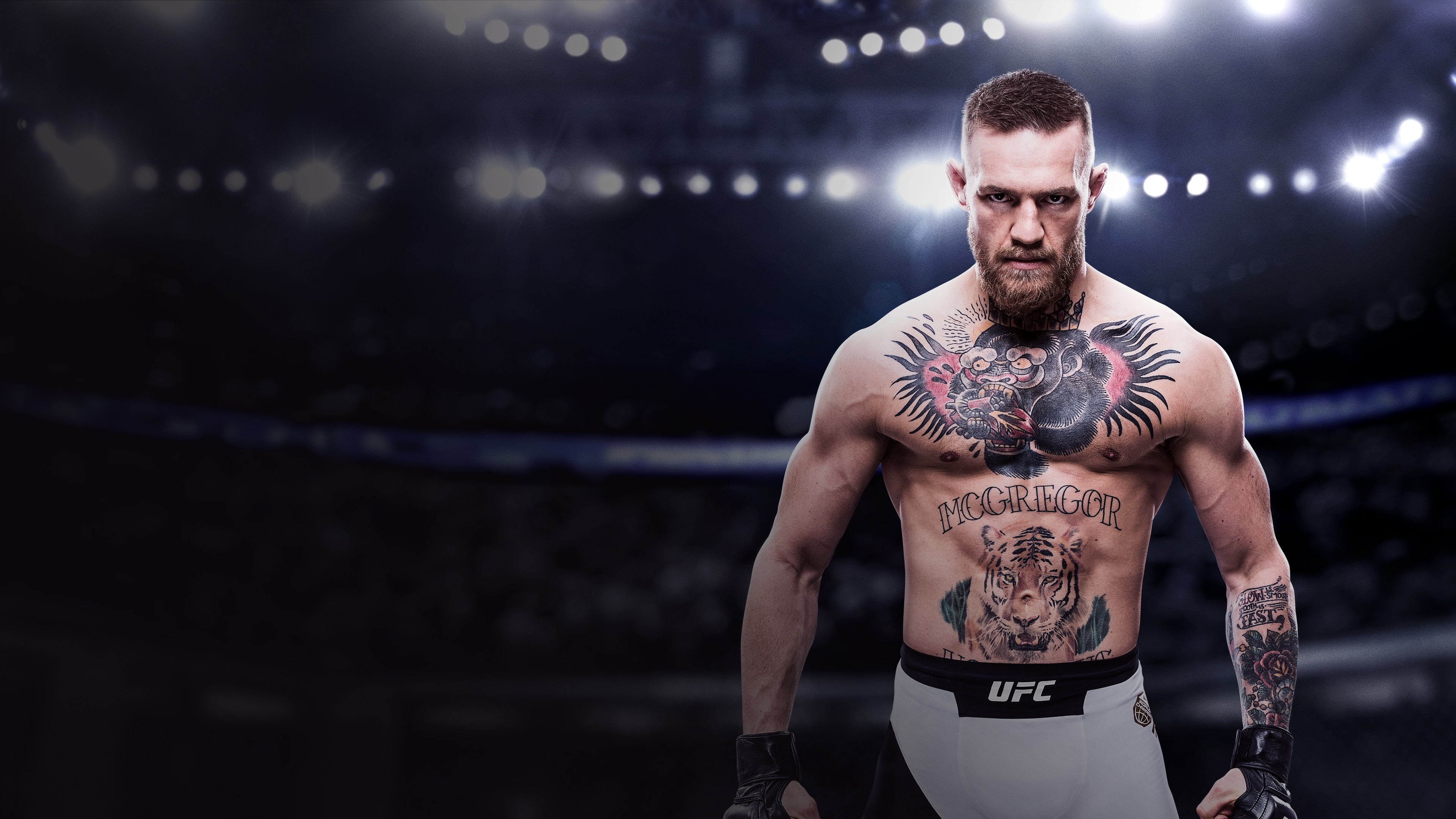 Combat Sports: UFC, Conor Anthony McGregor, Featherweight and Lightweight Double-champion. 3840x2160 4K Background.