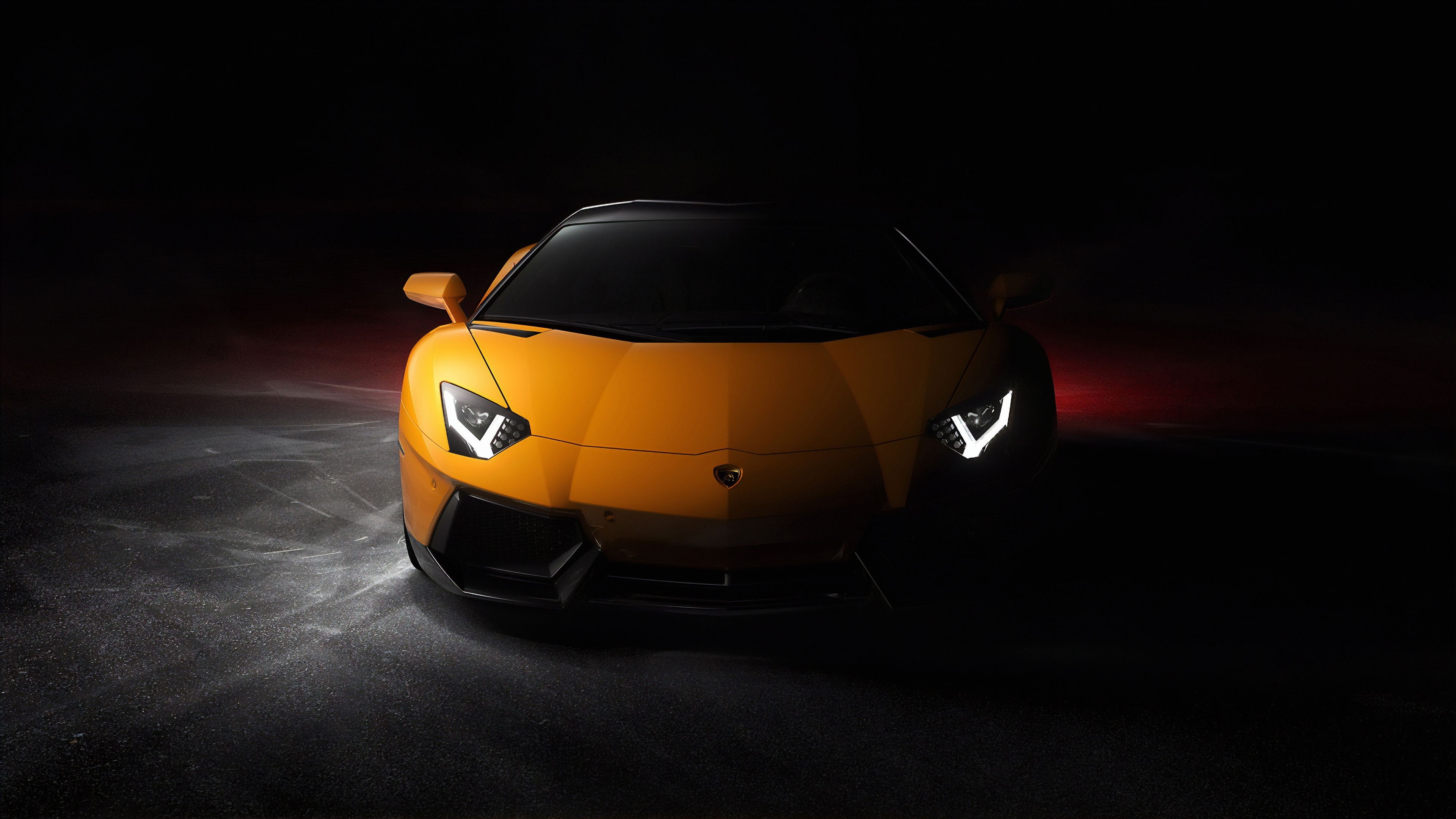 Yellow Lamborghini Aventador, Front view, Striking color, Luxury car, 3840x2160 4K Desktop
