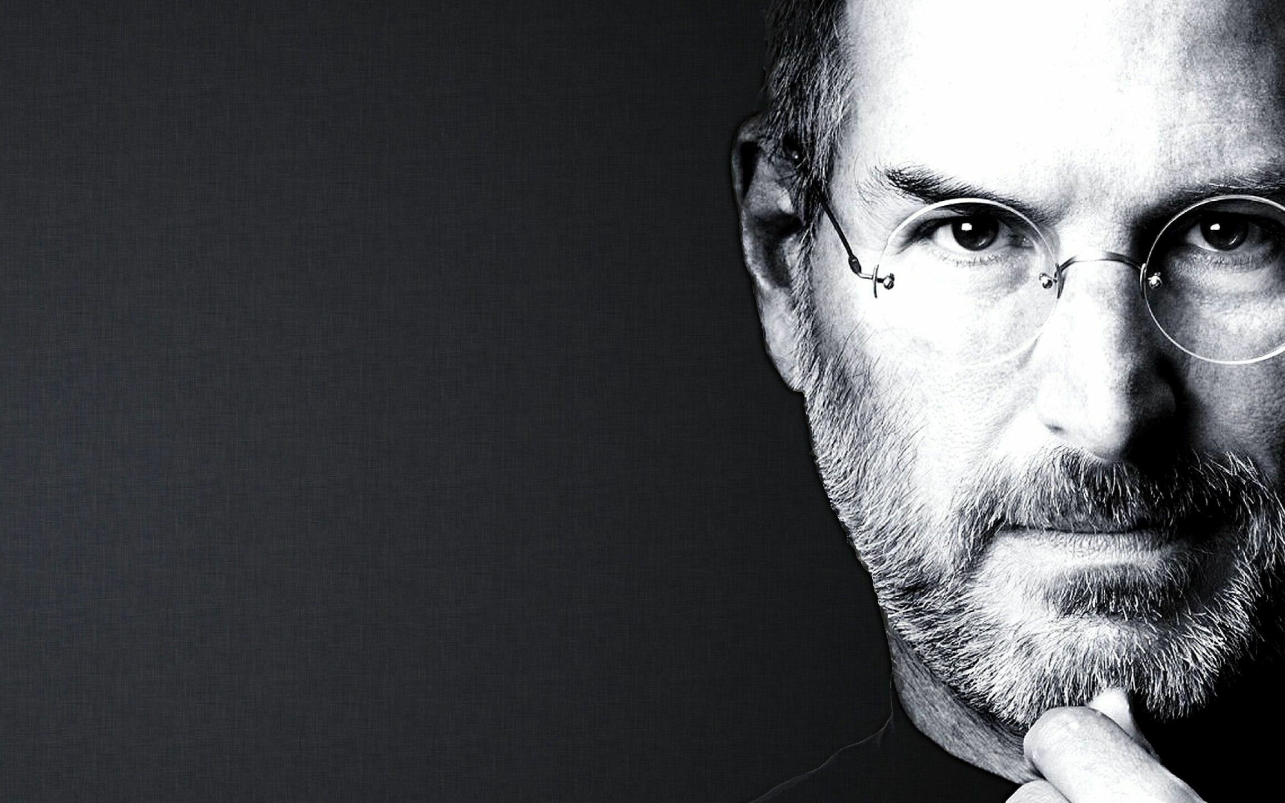 Steve Jobs: Received a number of honors for his influence in the technology, iMac, iTunes, iPod, iPhone, Monochrome. 2560x1600 HD Background.