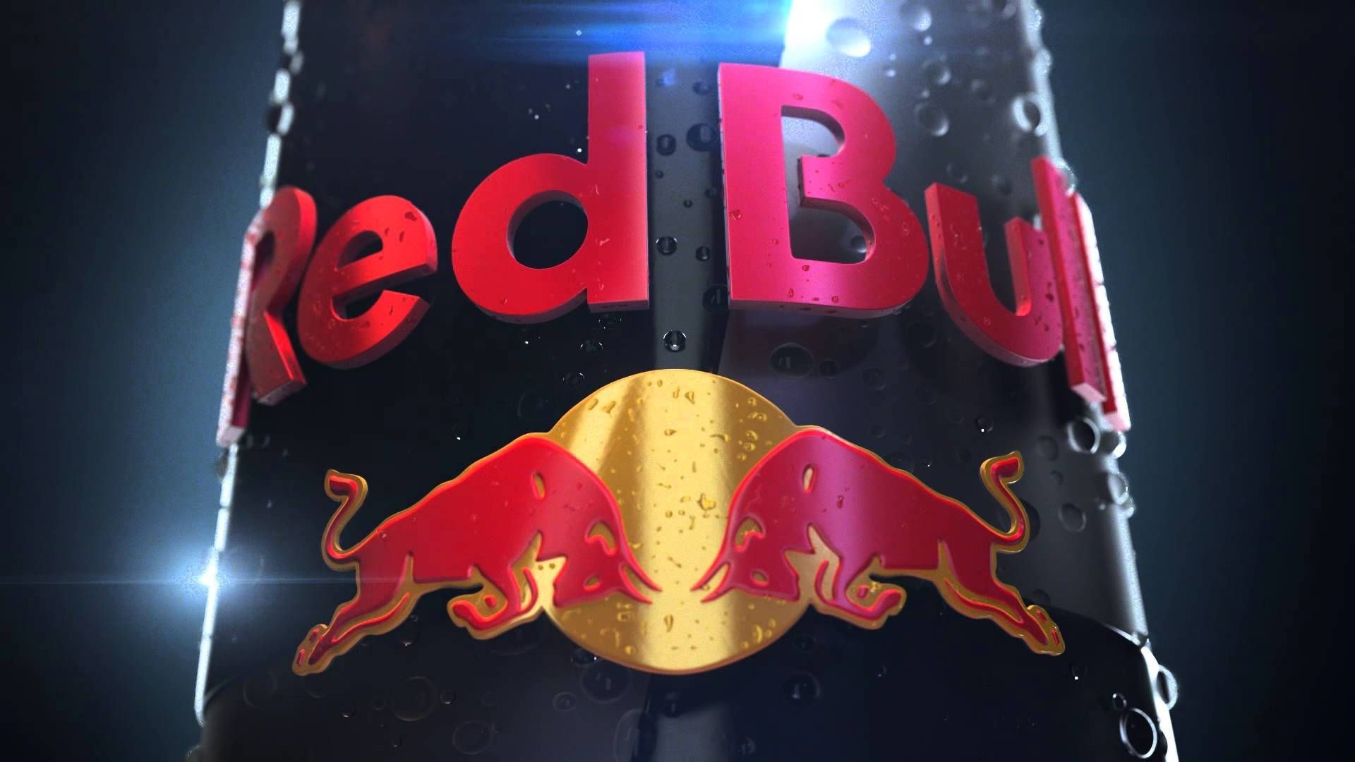 Red Bull Logo: An 80-mg caffeinated drink, Improving attention and verbal reasoning. 1920x1080 Full HD Background.