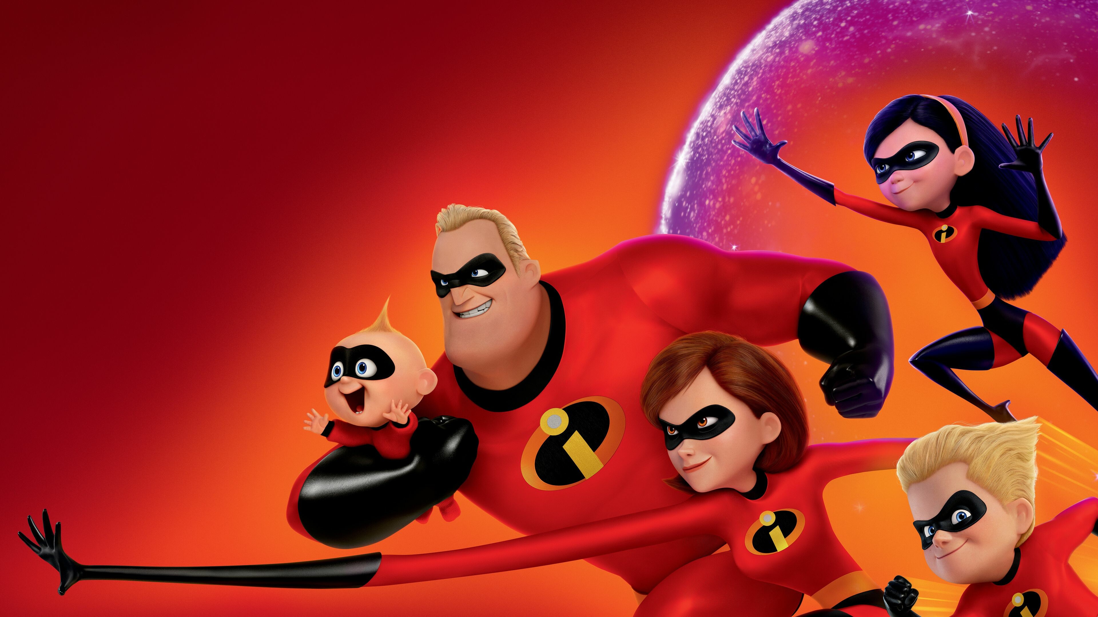The Incredibles: Pixar cartoon, Written and directed by Brad Bird. 3840x2160 4K Background.