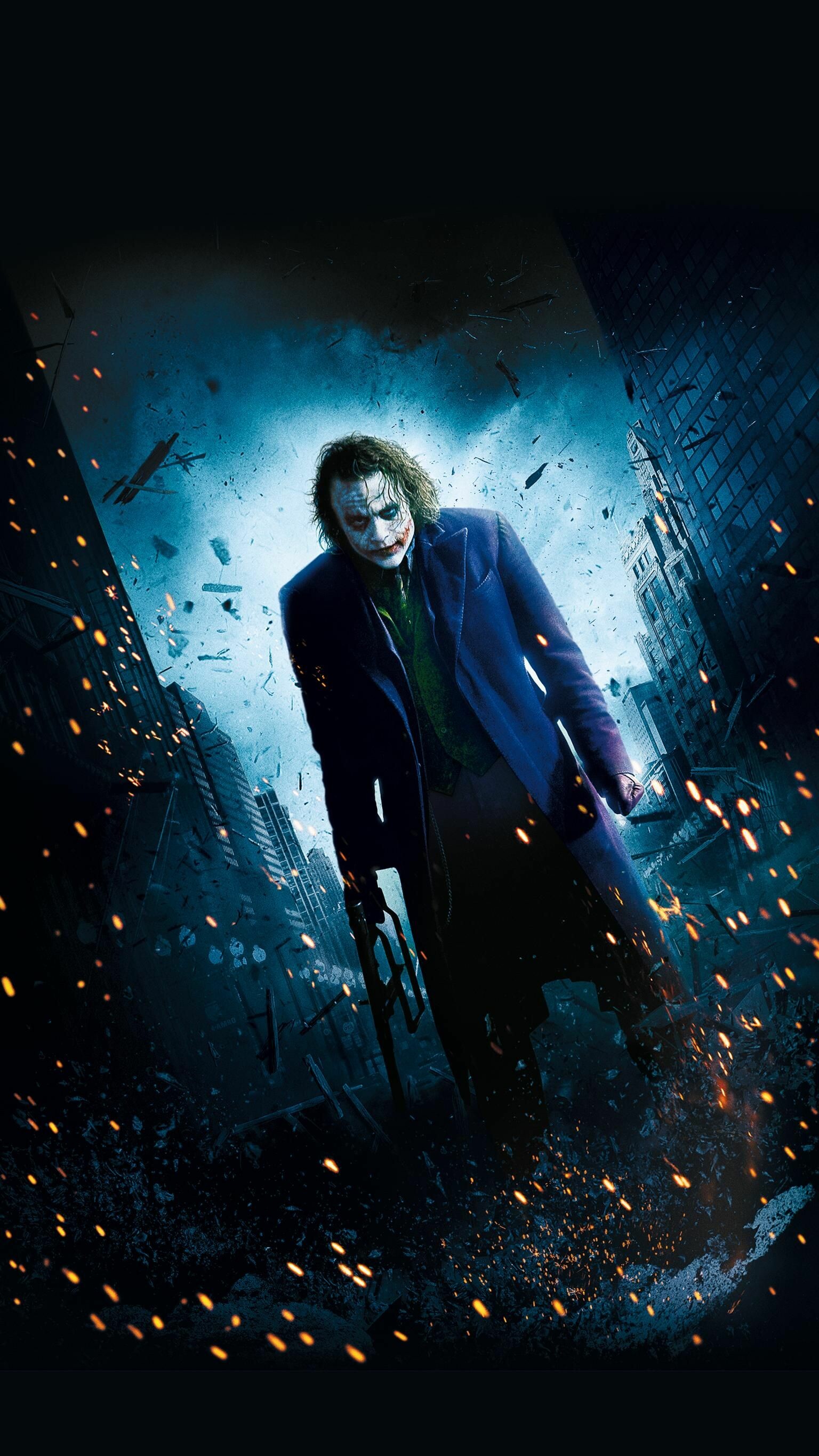 The Dark Knight: Batman, Heath Ledger as the Joker, Supervillain, Movie. 1540x2740 HD Wallpaper.