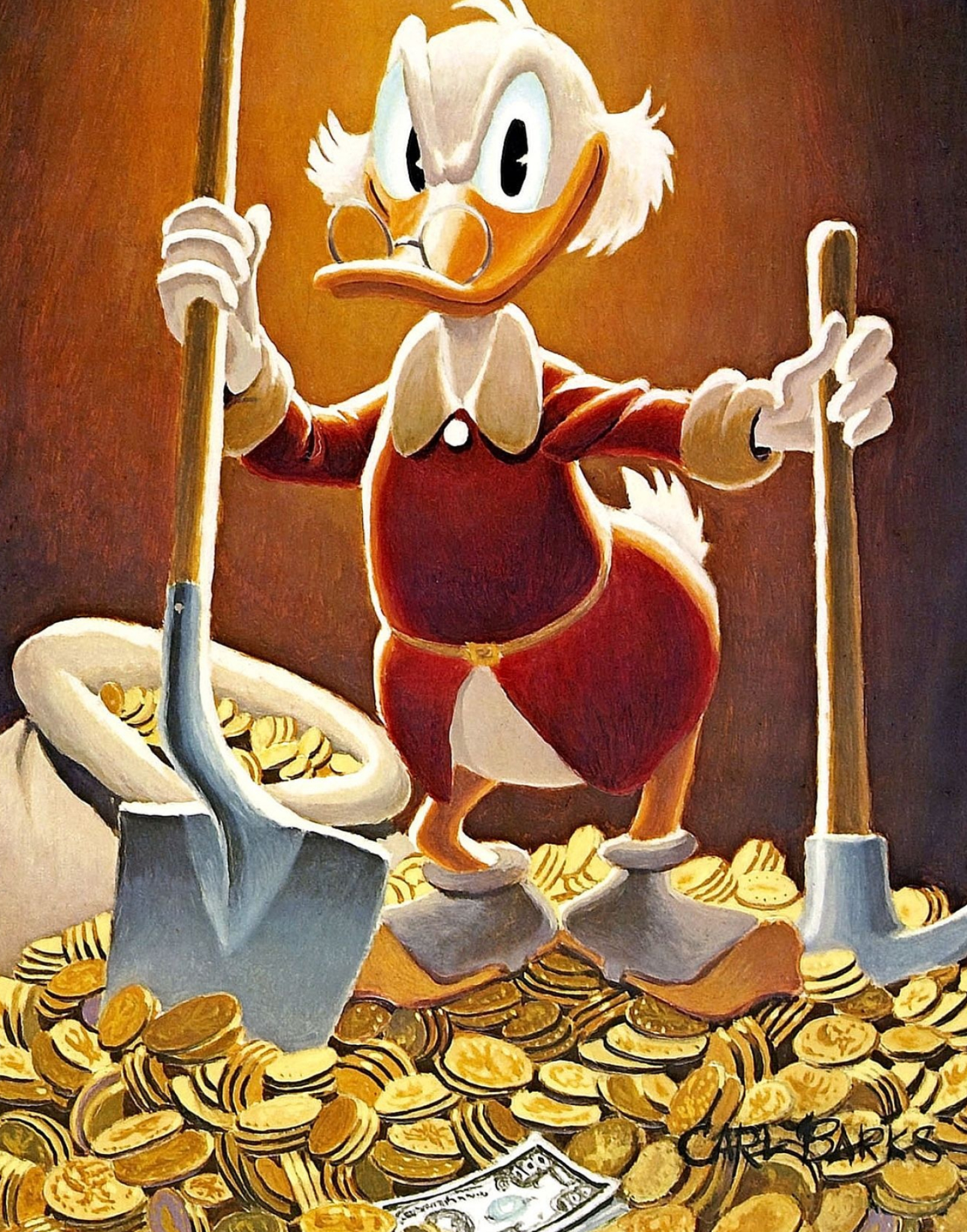 Pick and shovel laborer, Carl Barks, Walt Disney characters, 1610x2050 HD Phone