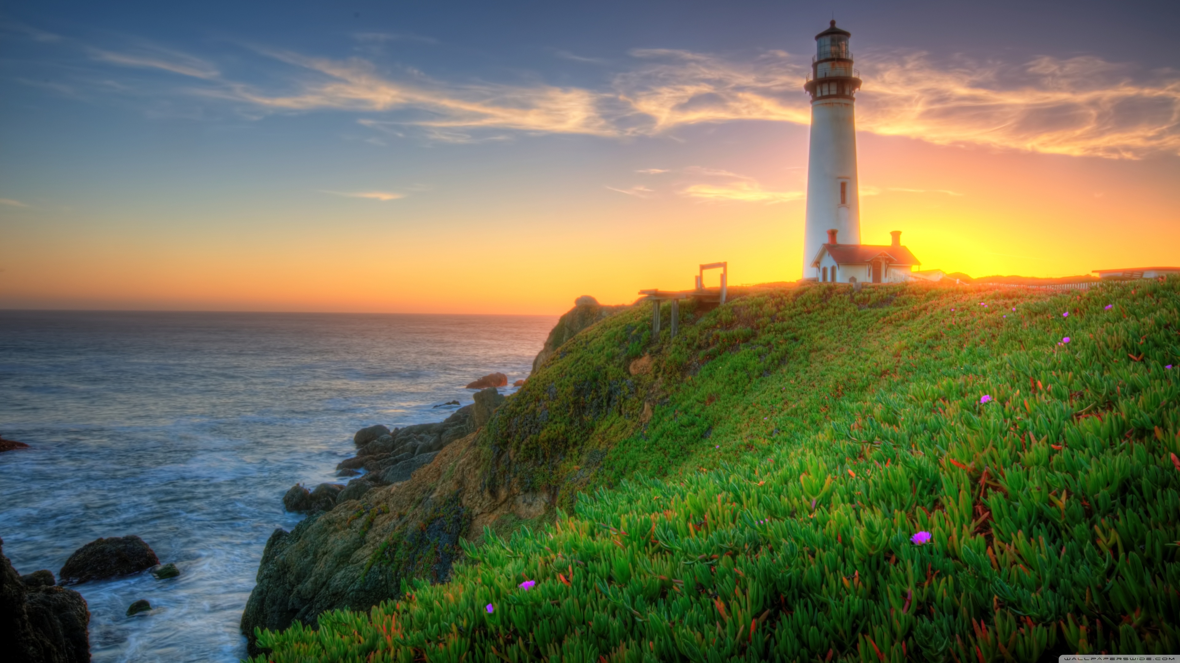 Lighthouse, Wallpaper, Serene beauty, Breathtaking view, 3840x2160 4K Desktop
