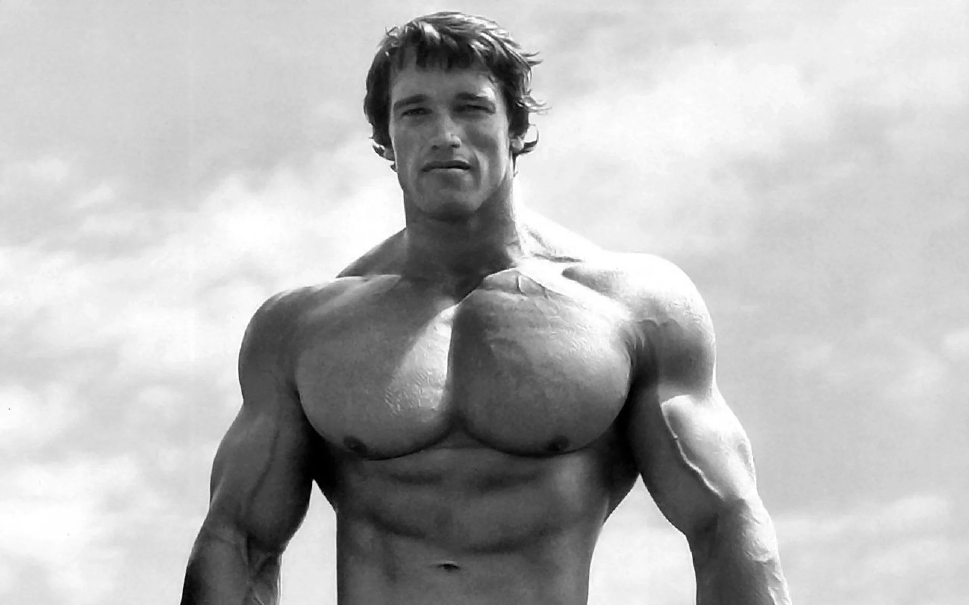 Bodybuilding: Arnold Schwarzenegger, The practice of lifting weights to develop a beautiful body. 1920x1200 HD Background.