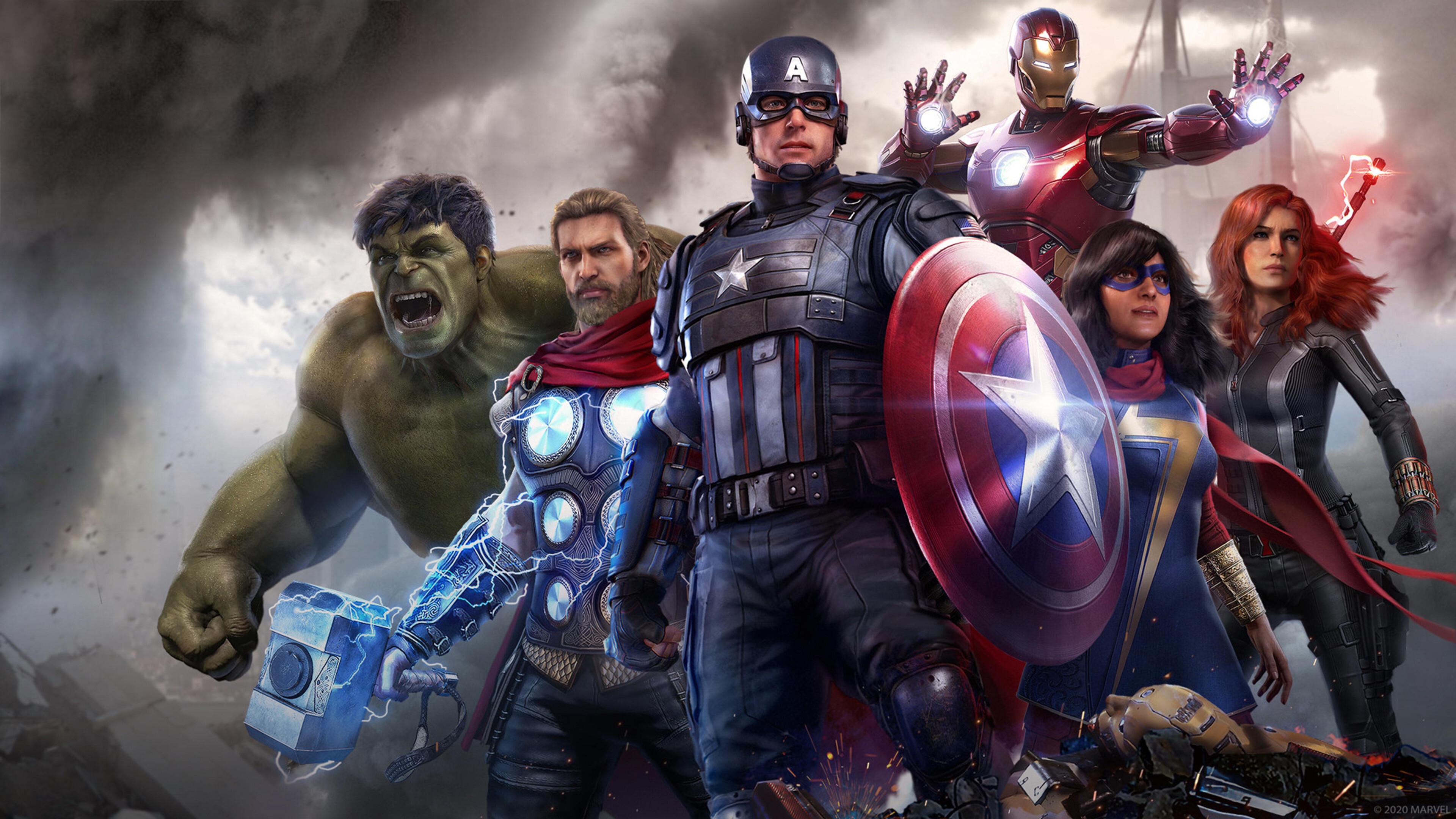 Marvel: Avengers, Black Widow, Iron Man, Thor, Captain America, Hulk. 3840x2160 4K Wallpaper.