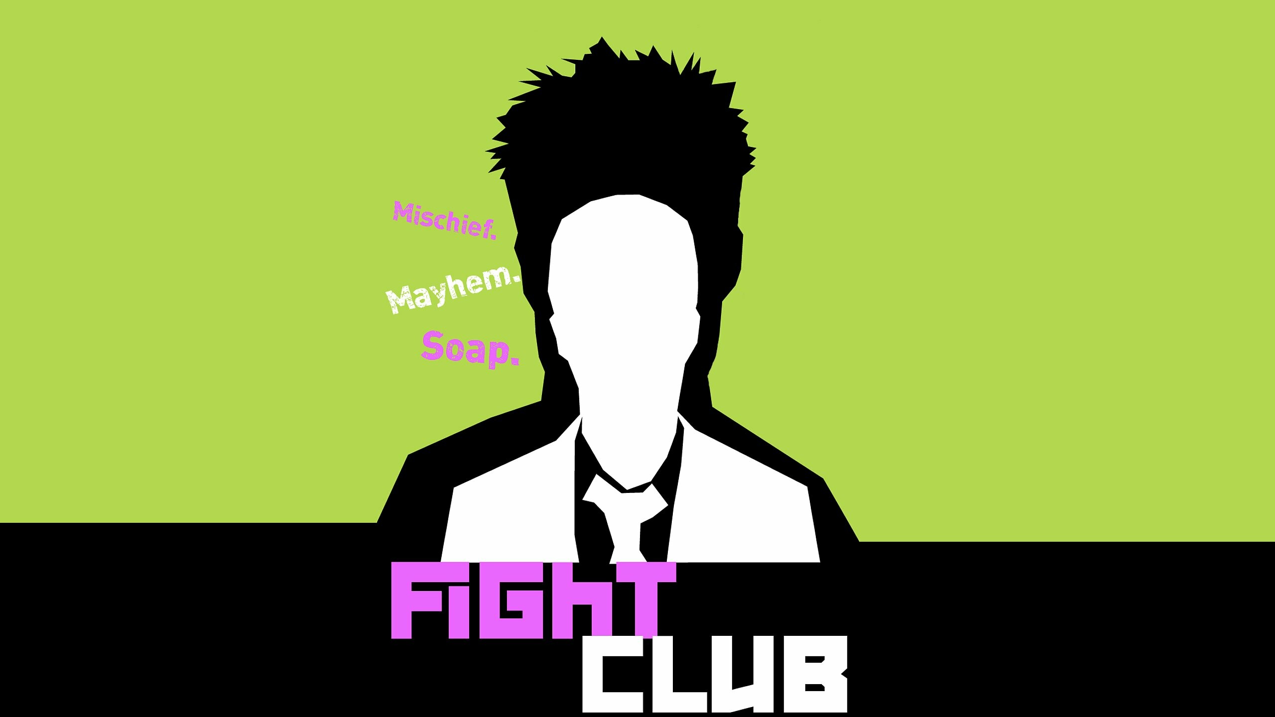 Fight Club: Mischief, Mayhem, Soap, Jim Uhls wrote the film adaptation. 2560x1440 HD Wallpaper.