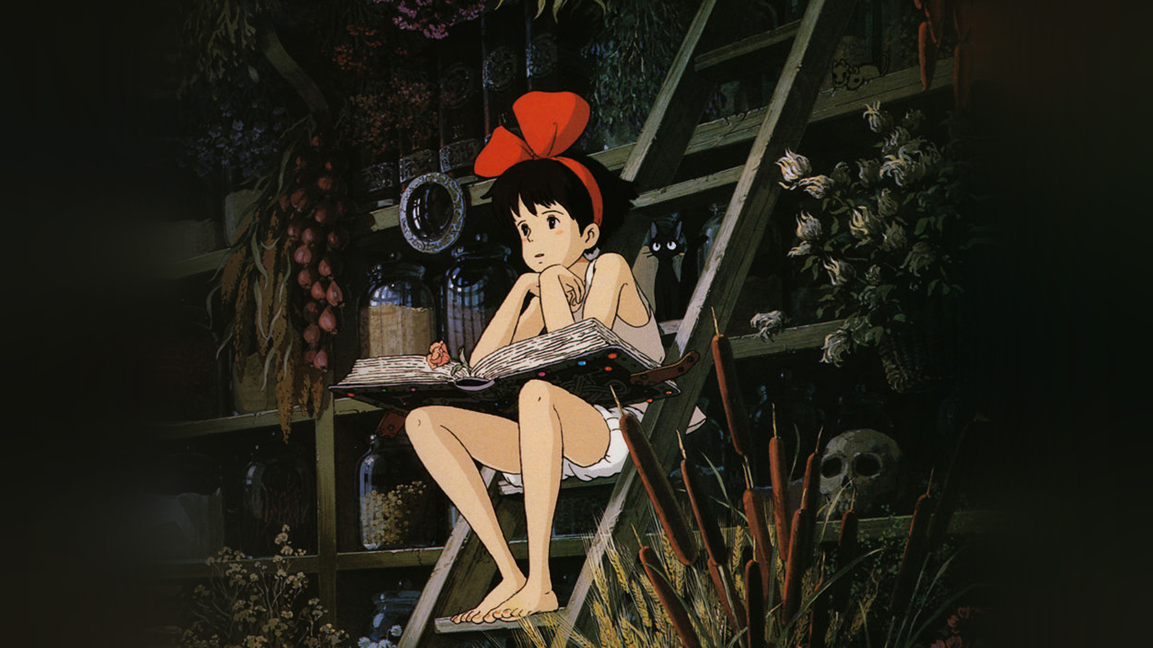 Kiki's Delivery Service: Kiki, the main protagonist, a 13-year-old witch-in-training. 3840x2160 4K Background.