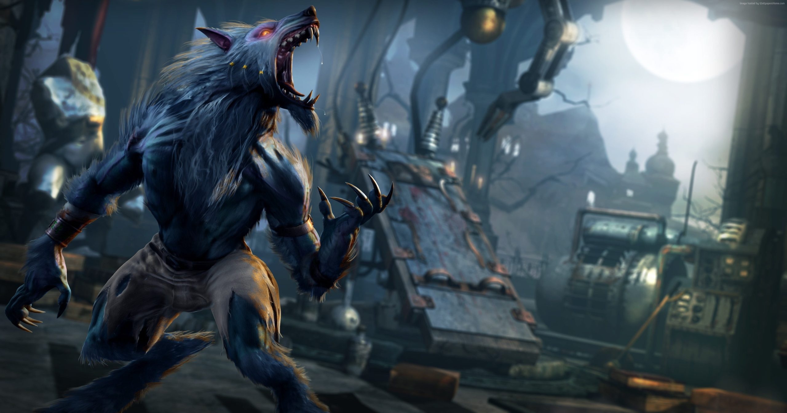 Enigmatic werewolf, Dark emblem, Haunting presence, Gothic atmosphere, 2560x1350 HD Desktop