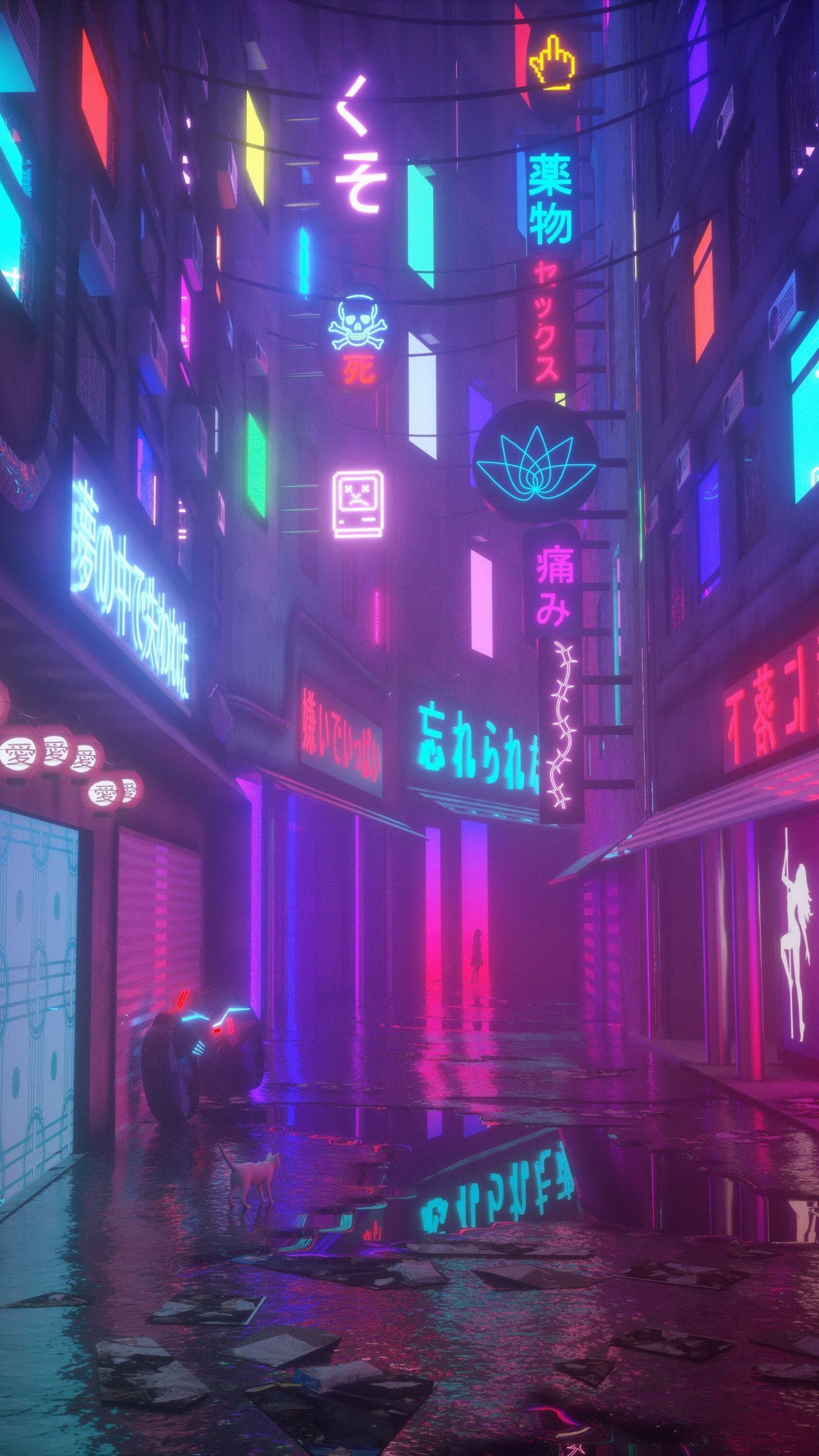 Ghost in the Shell (Anime): Neo-noir, Cyberpunk, The mid-twenty-first century in the fictional Japanese city of Niihama. 1690x3000 HD Wallpaper.