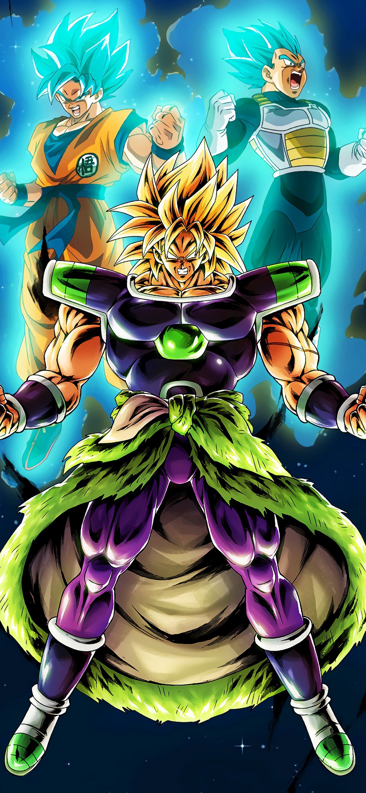 Dragon Ball Z: Goku, Vegeta, Saiyan warrior race, DB Super: Broly. 1290x2780 HD Background.