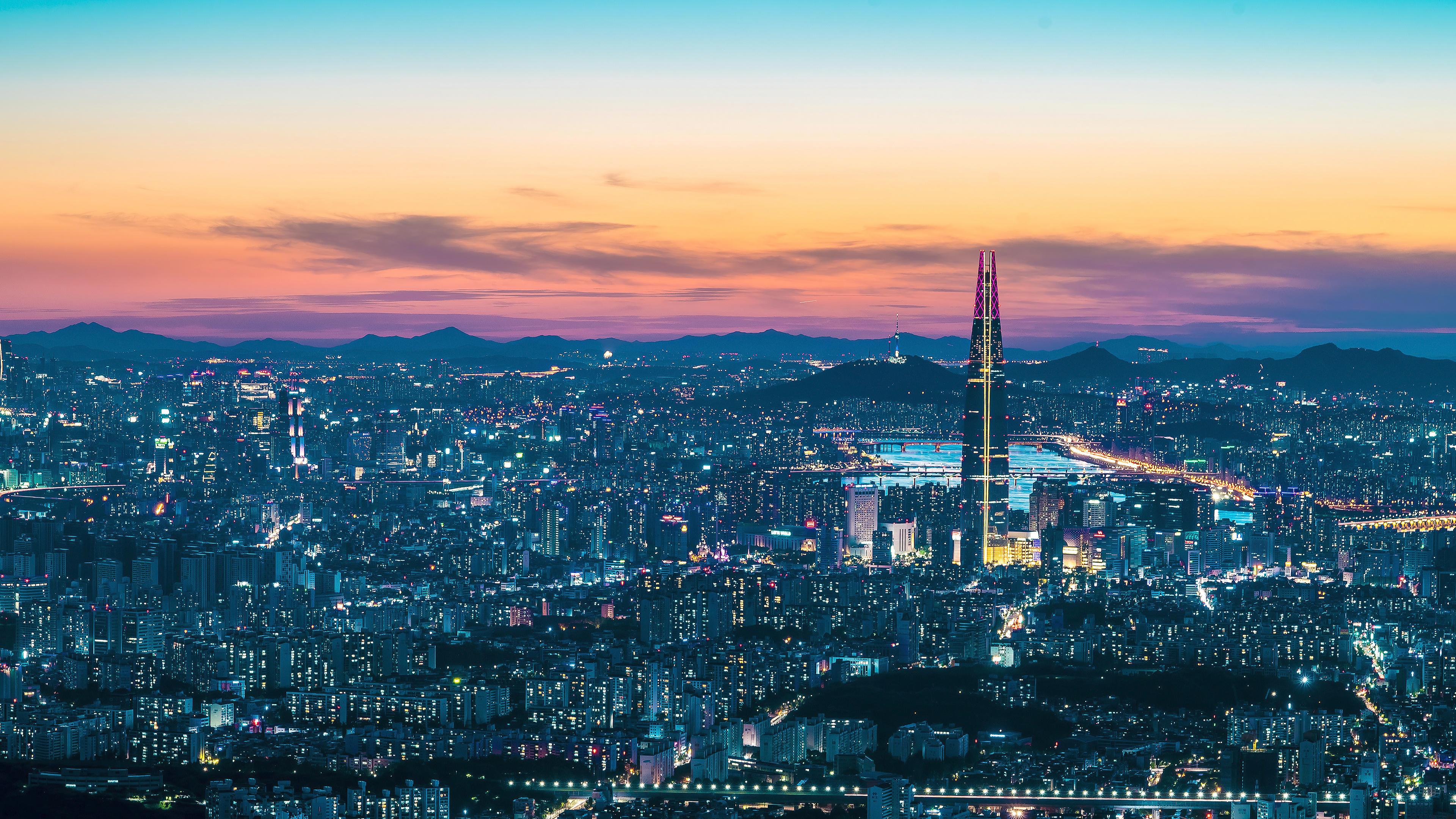 Seoul Night Skyline, City Lights, Urban Splendor, 3840x2160 4K Desktop