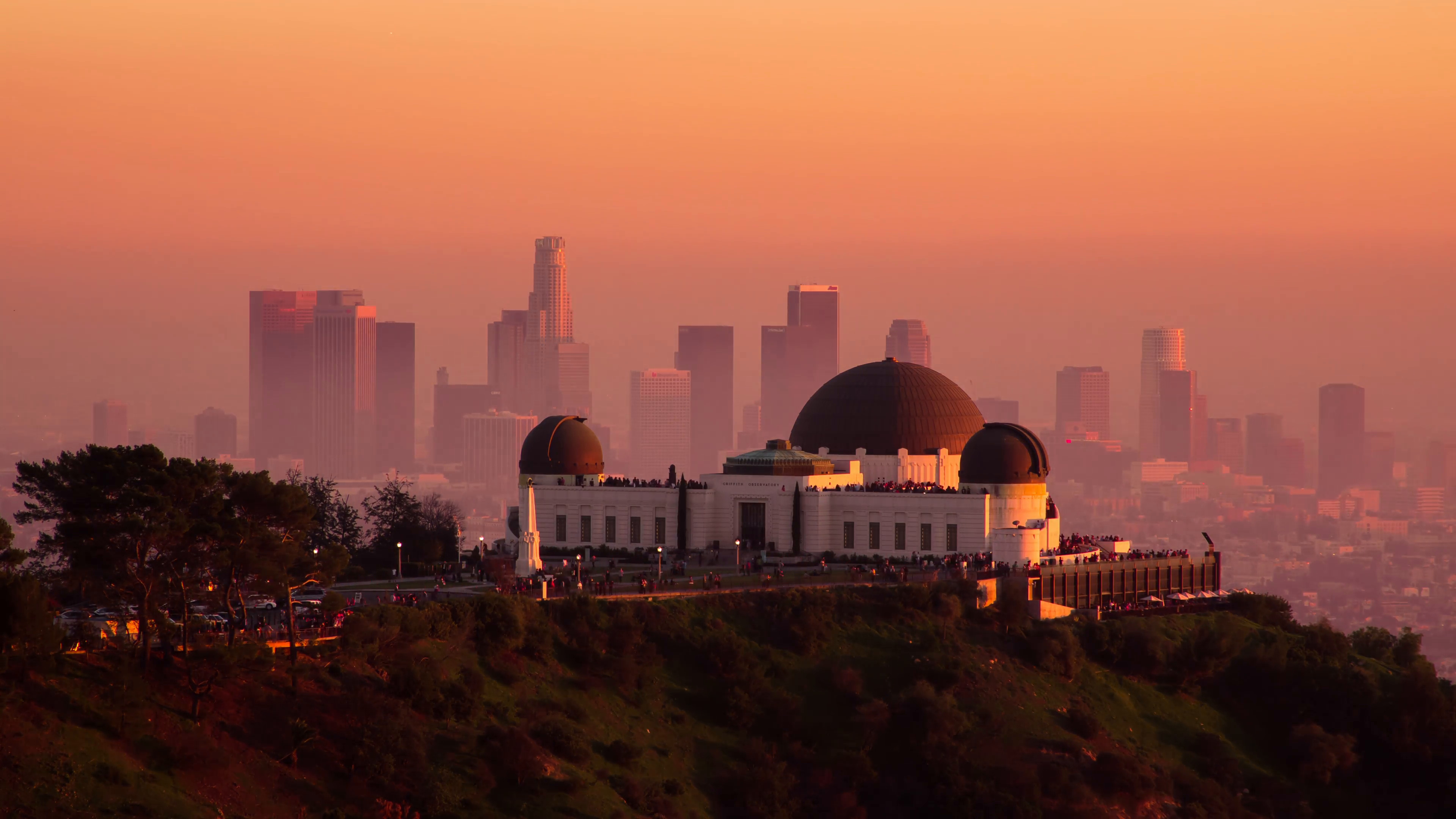 Sunset on Griffith Observatory, Downtown Los Angeles, 3840x2160 4K Desktop