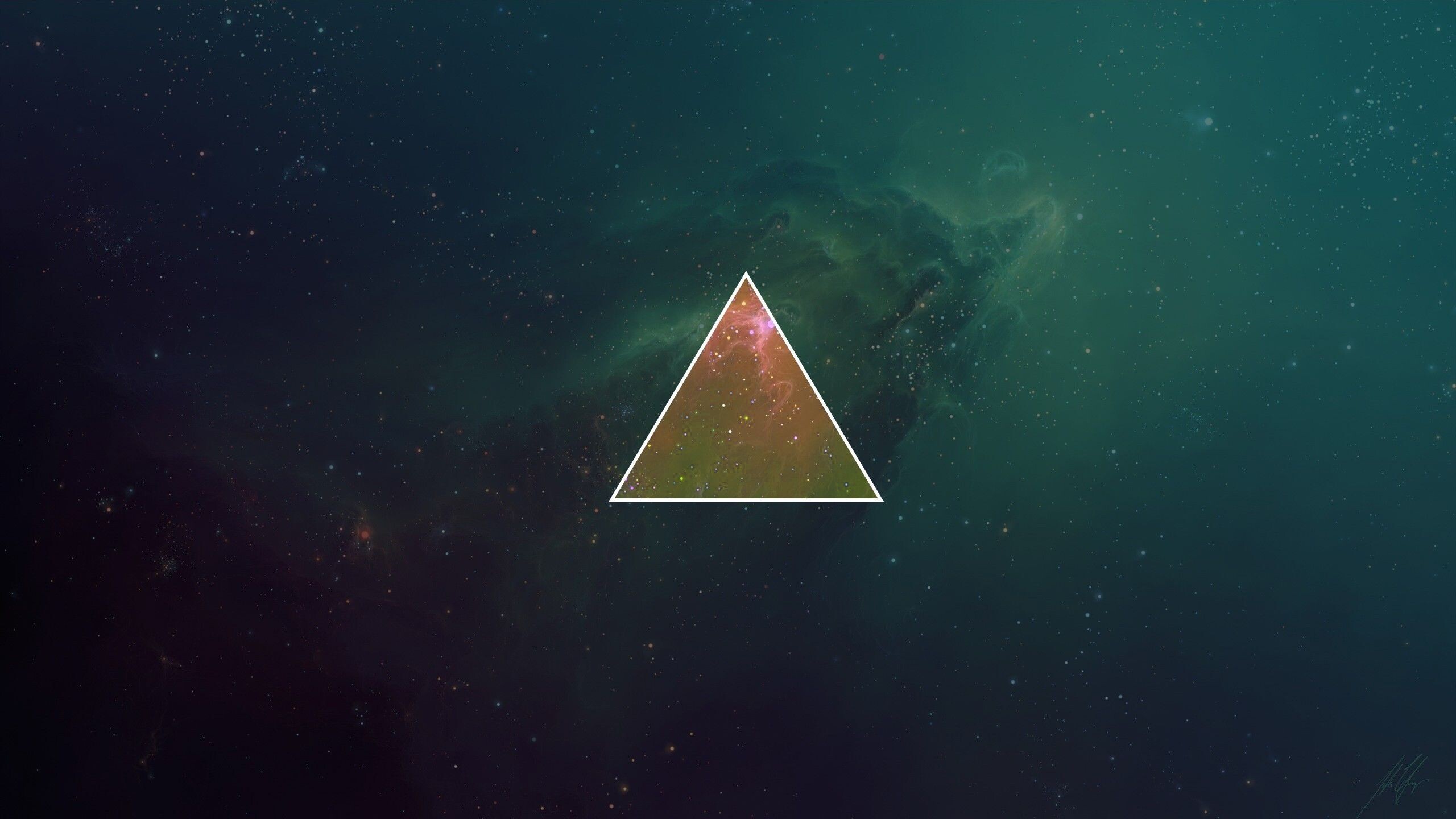 Triangle: Set of three lines, Universe, Equilateral figure. 2560x1440 HD Wallpaper.