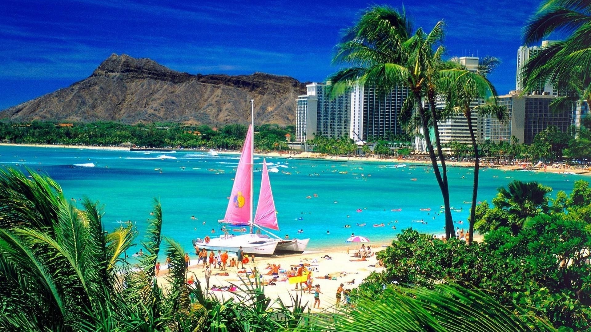Waikiki Hawaii wallpapers, Beautiful beach, Tropical paradise, Travel, 1920x1080 Full HD Desktop