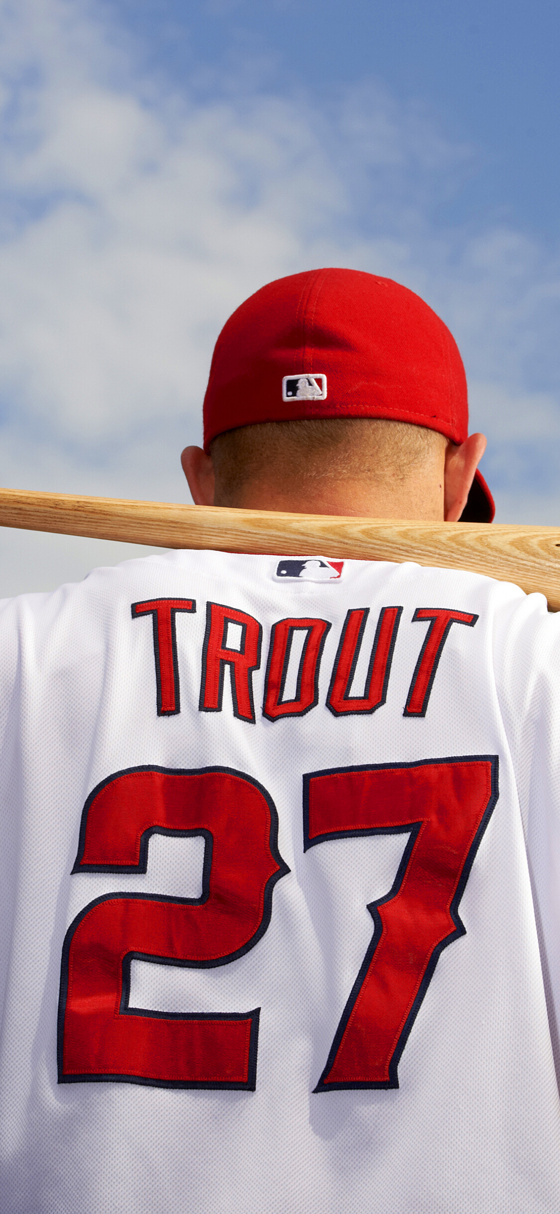 Mike Trout: Major League Baseball's top player, Center fielder. 1130x2440 HD Background.