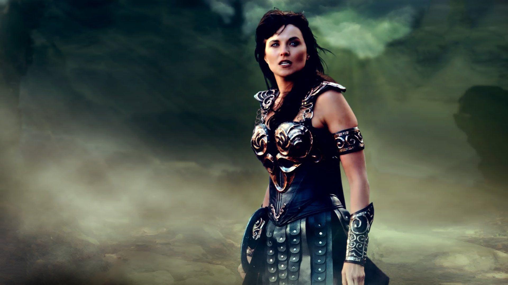 Xena: Warrior Princess (TV Series): Lucy Lawless, Raised as the daughter of Cyrene and Atrius in Amphipolis. 1920x1080 Full HD Wallpaper.