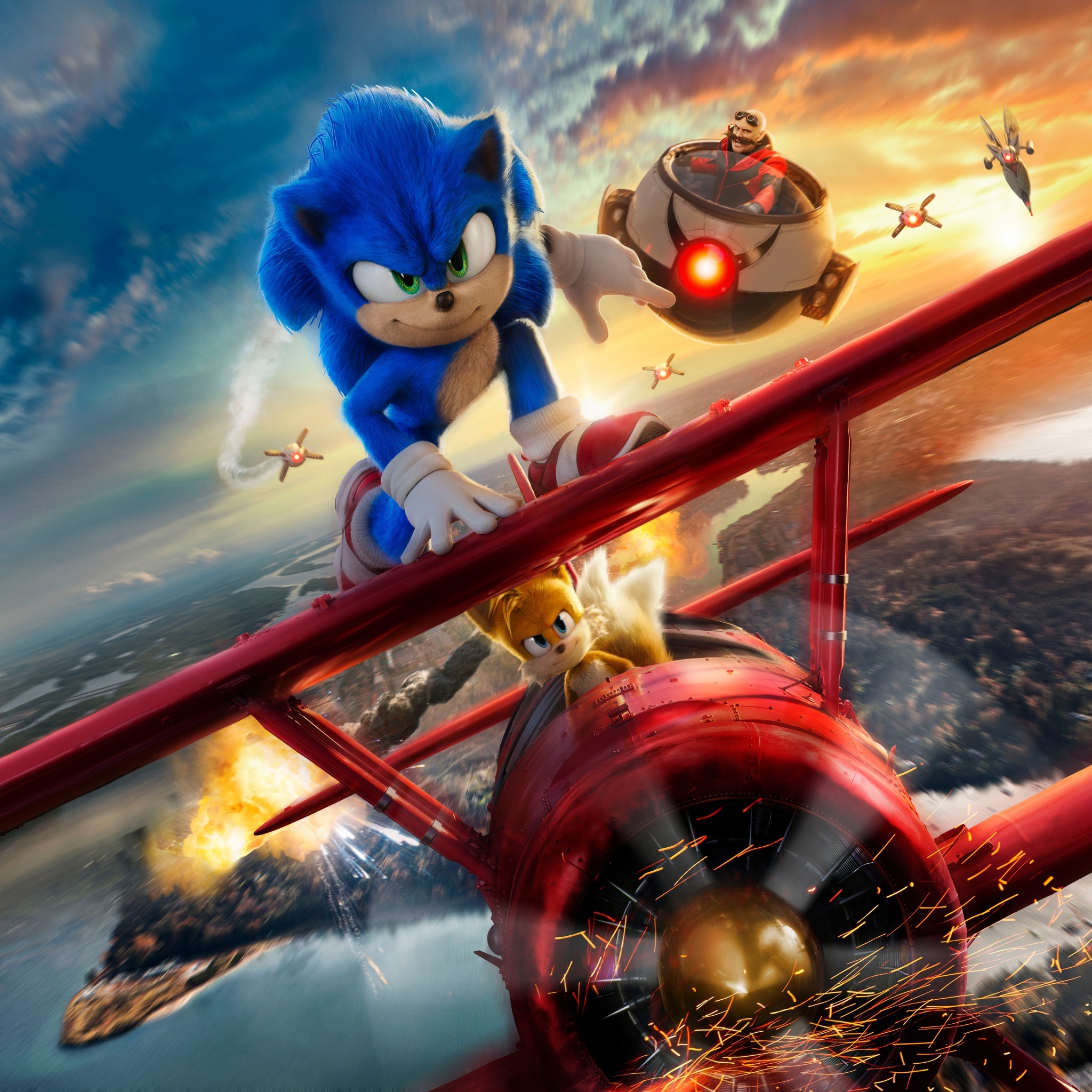 Sonic the Hedgehog 2, Epic comedy sequel, Thrills and laughs, Blockbuster adventure, 2050x2050 HD Phone