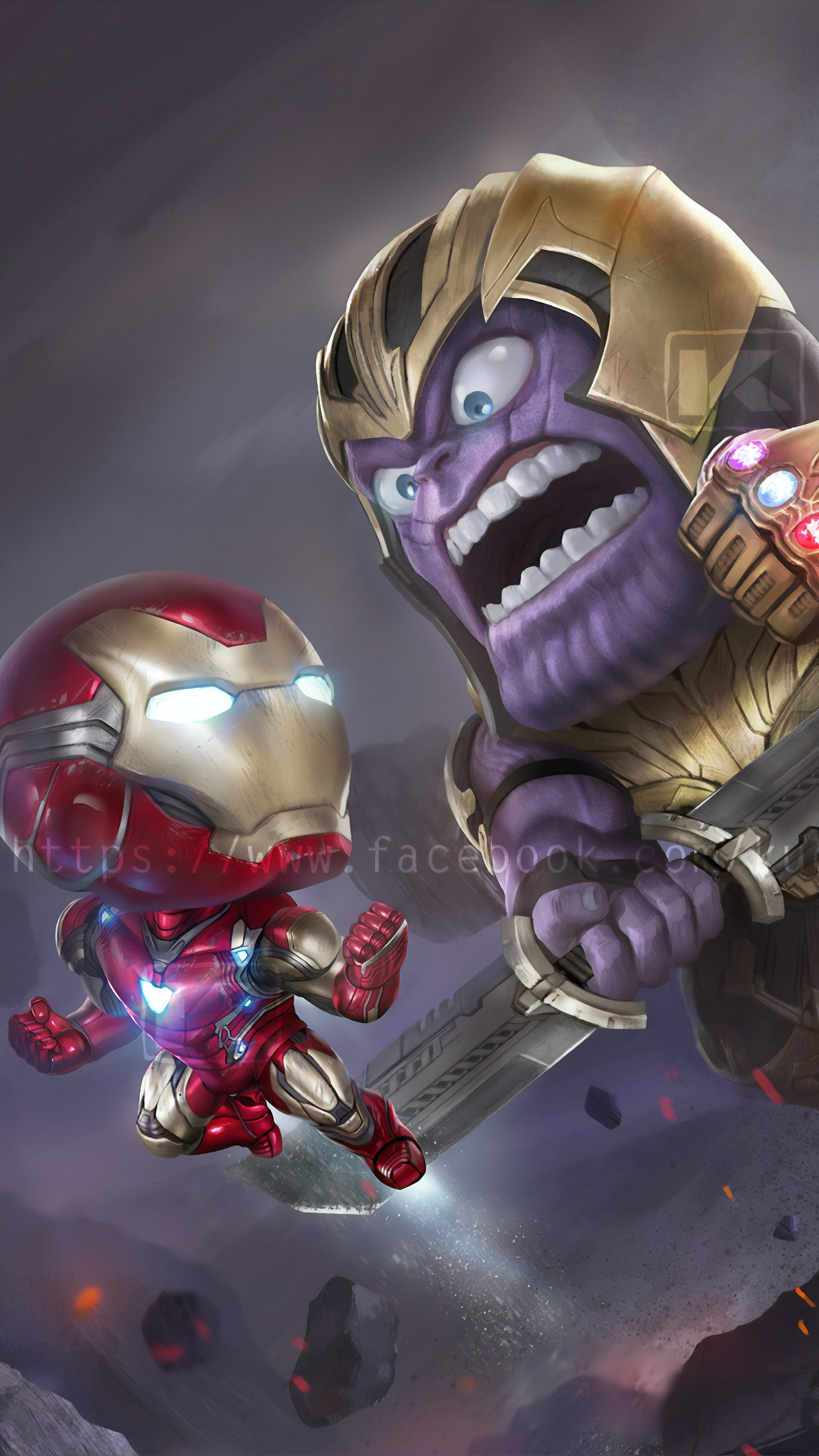 Chibi Iron Man, Thanos, Marvel comics wallpaper, Spiderman artwork, 2160x3840 4K Phone