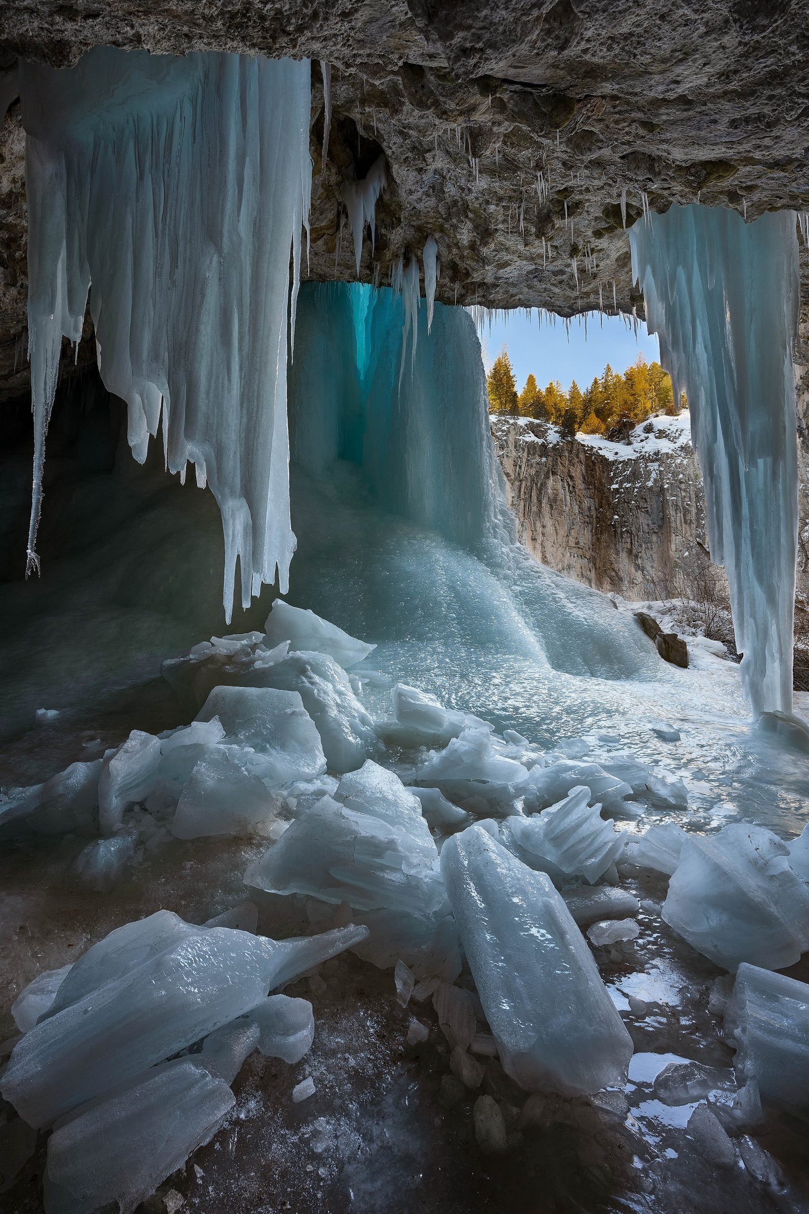 Rocky mountain ice cave, Outdoor photography, Natural formations, Captivating beauty, 1600x2400 HD Handy