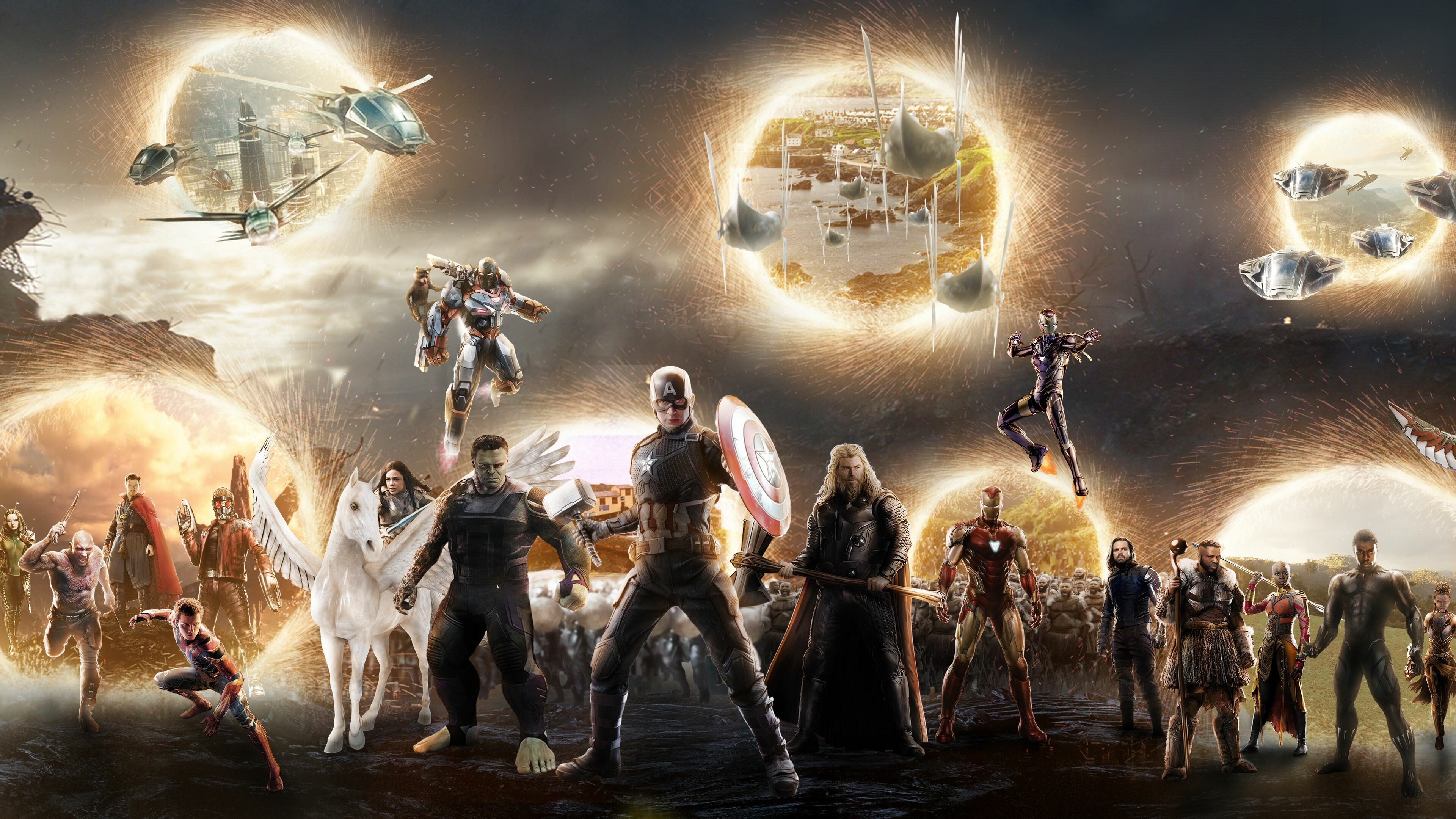 Avengers: Endgame, Final Battle Scene, Superheroes. 3840x2160 4K Wallpaper.