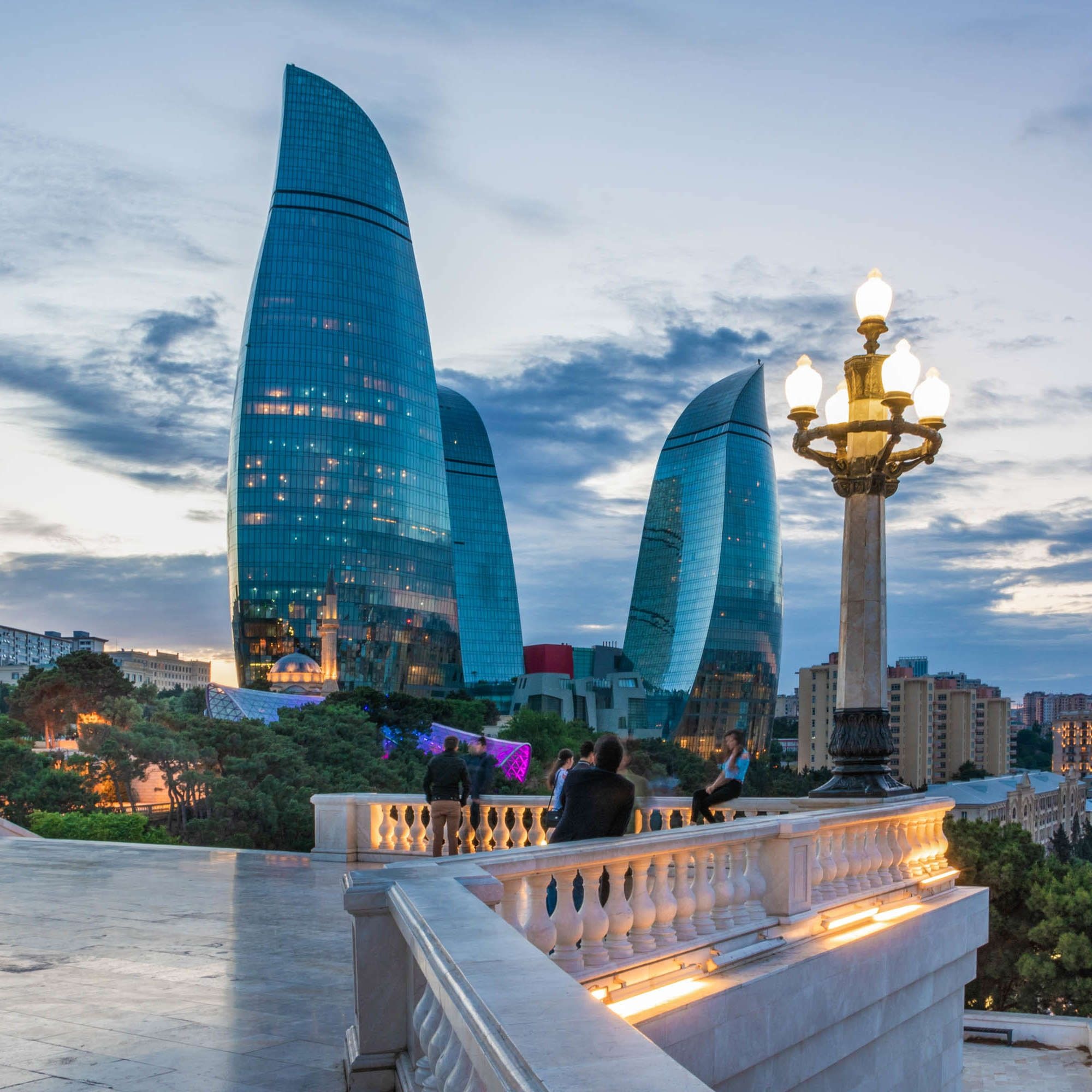 Baku, Azerbaijan, Gorgeous landscapes, Cultural fusion, Vibrant city life, 2000x2000 HD Phone