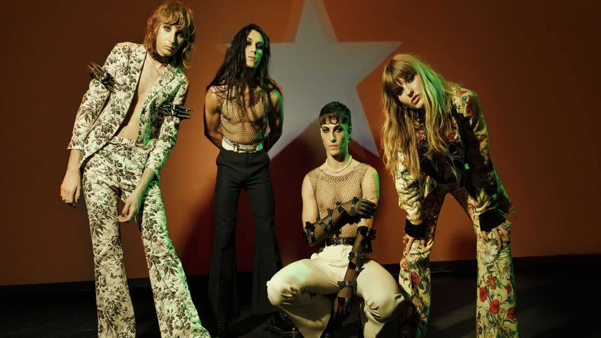 Maneskin: I Wanna Be Your Slave was the band's first song to reach the top 5 of the UK Singles Chart. 1920x1080 Full HD Background.