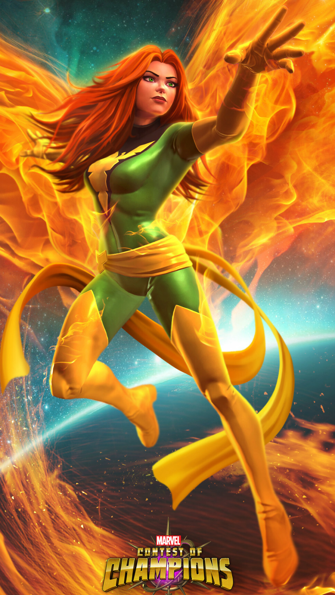 Phoenix (Marvel): A founding member of Xavier’s team of mutant trainees the X-Men as Marvel Girl. 1080x1920 Full HD Wallpaper.
