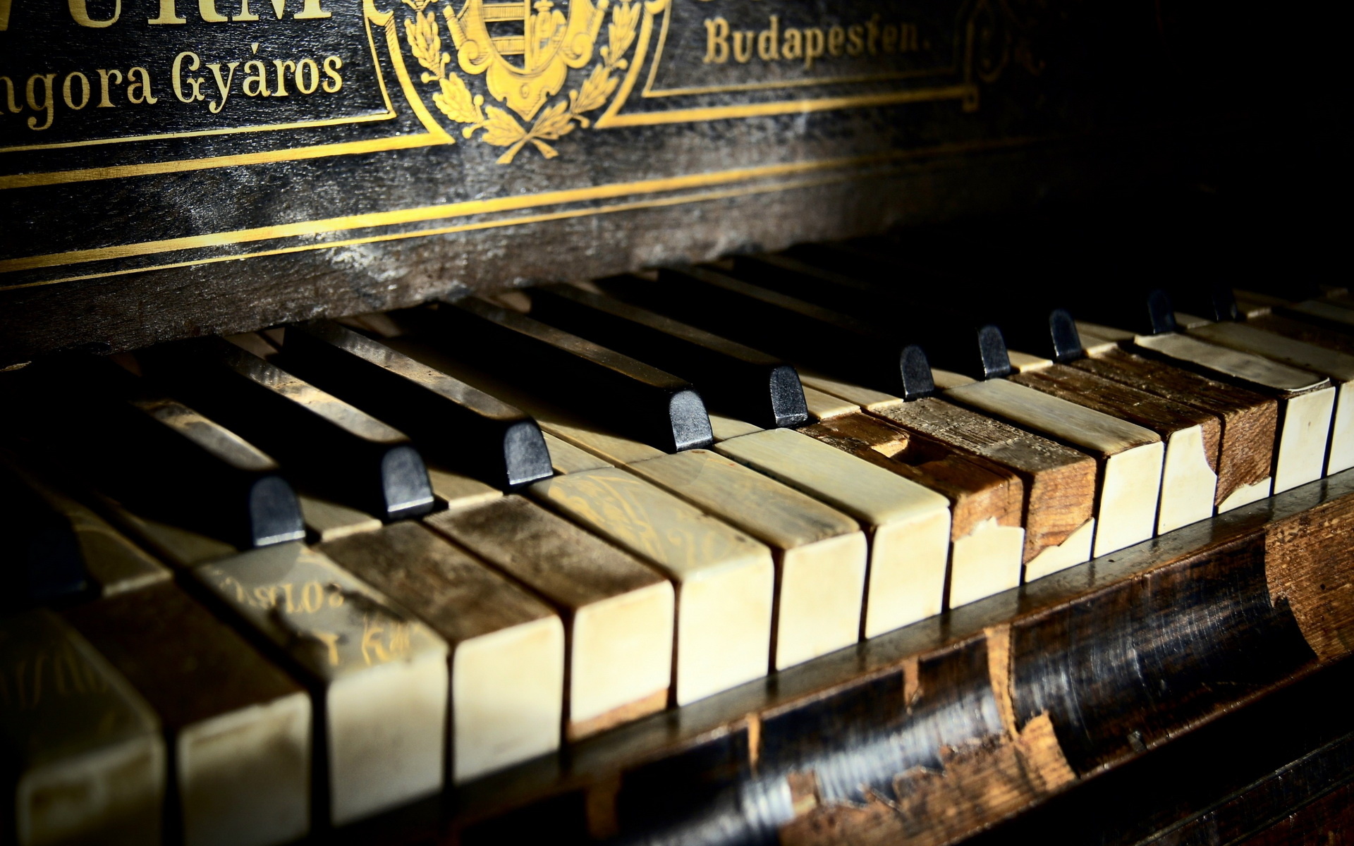 Grand Piano: A stringed keyboard instrument in which the strings are struck by wooden hammers, Vintage. 1920x1200 HD Background.