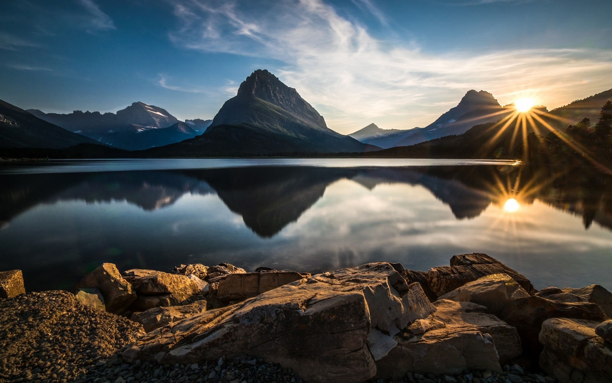Glacier Park beauty, Majestic mountains, Serene lake, Natural wilderness, 2100x1320 HD Desktop