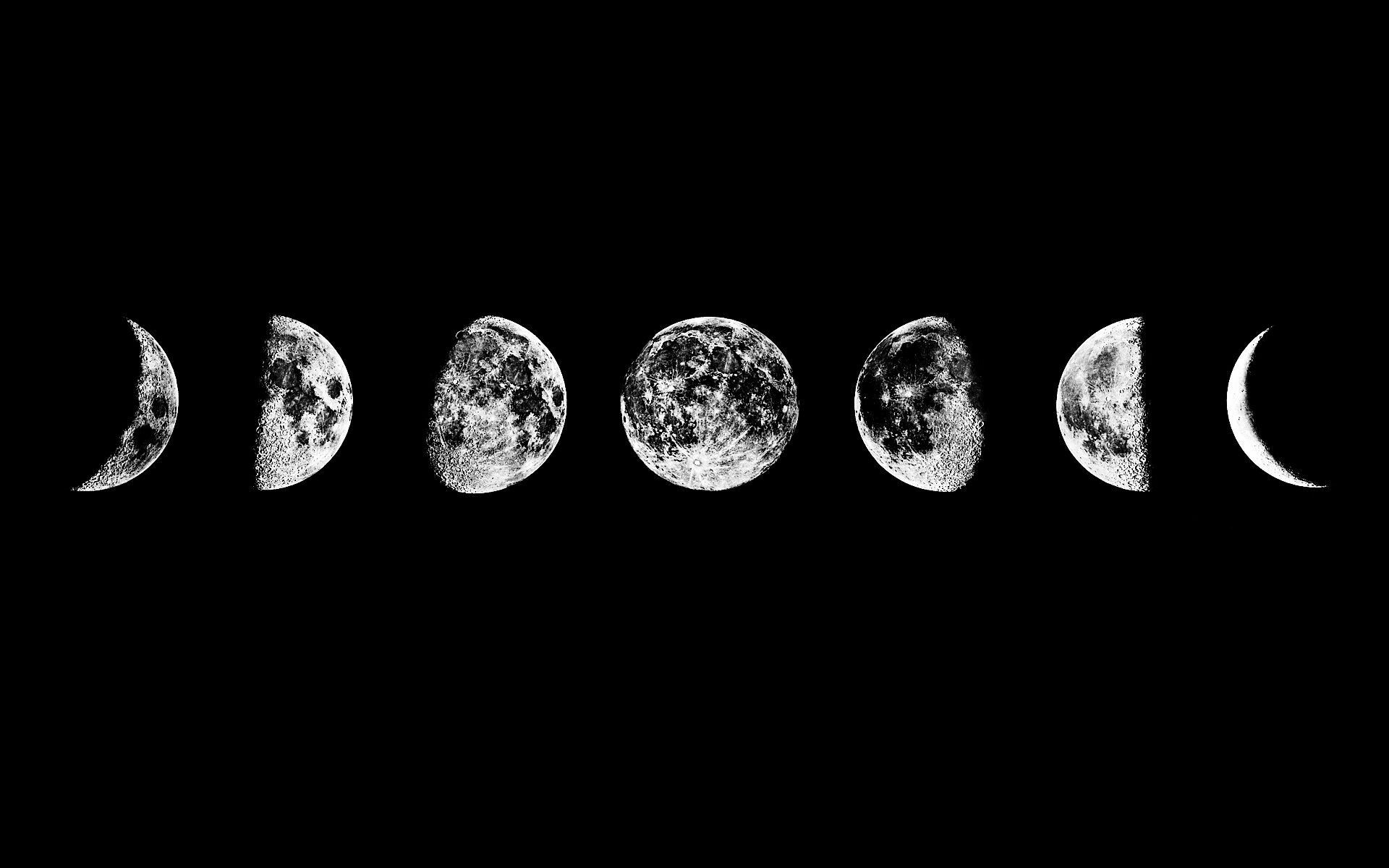 Moon: Lunar phases, Waxing crescent, Waxing gibbous. 1920x1200 HD Background.