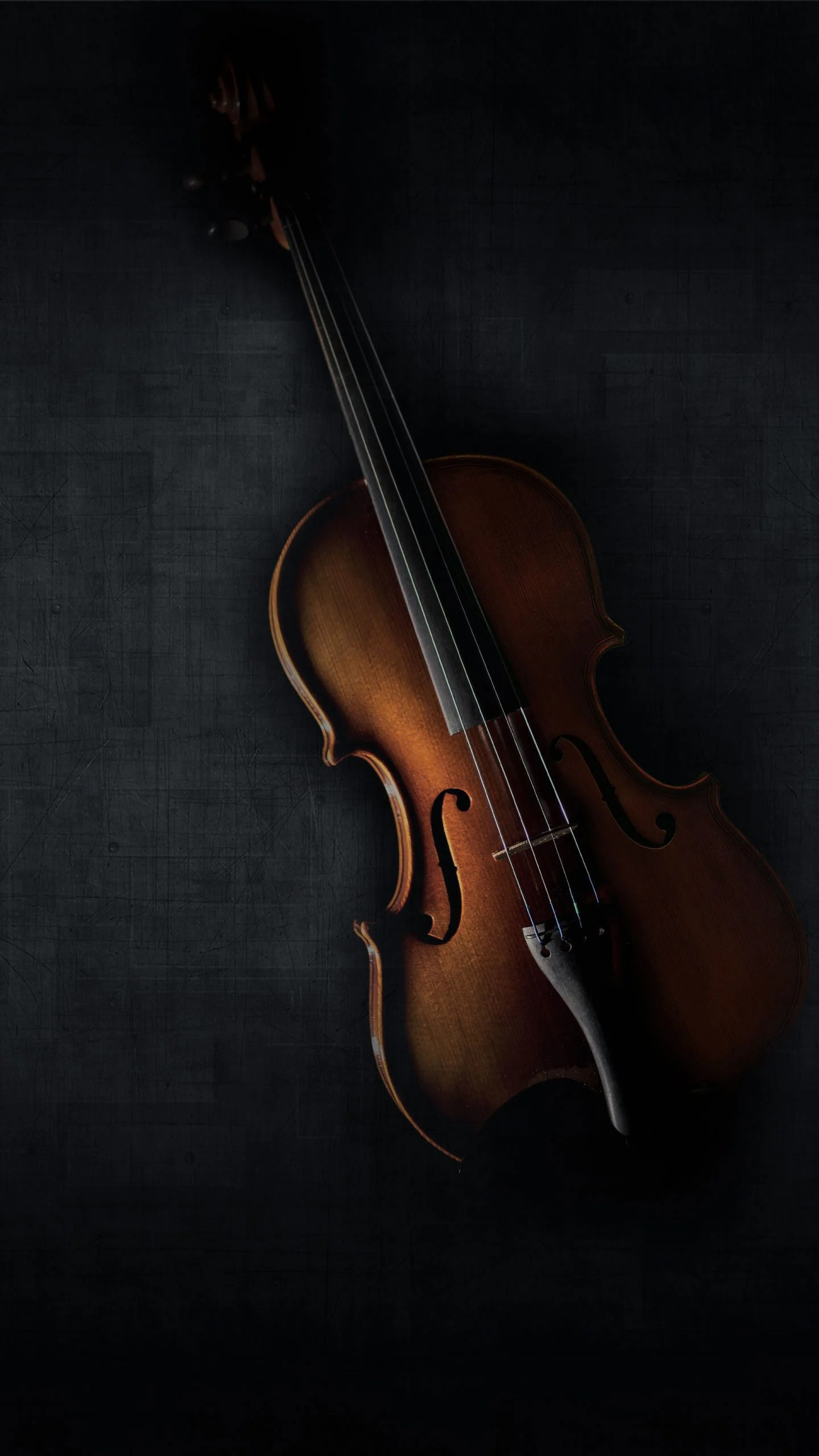 Musical Instruments: A fiddle, A wooden chordophone in the violin family, String instruments. 1440x2560 HD Background.