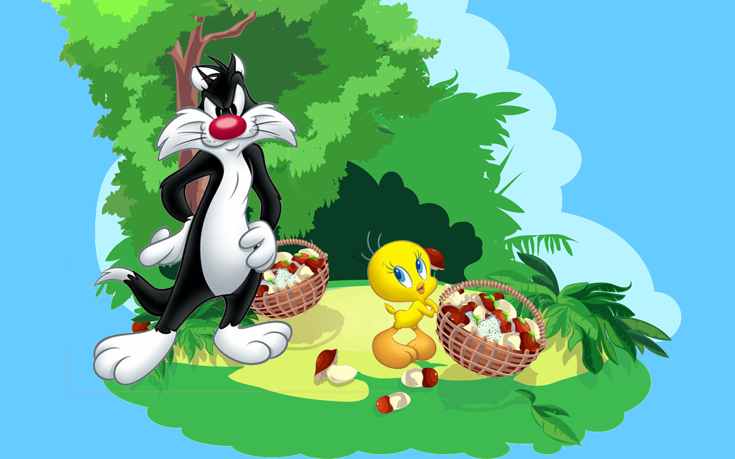 Tweety and Sylvester cartoon, Coloring pictures, Mobile and tablet, 2560x1600 HD Desktop