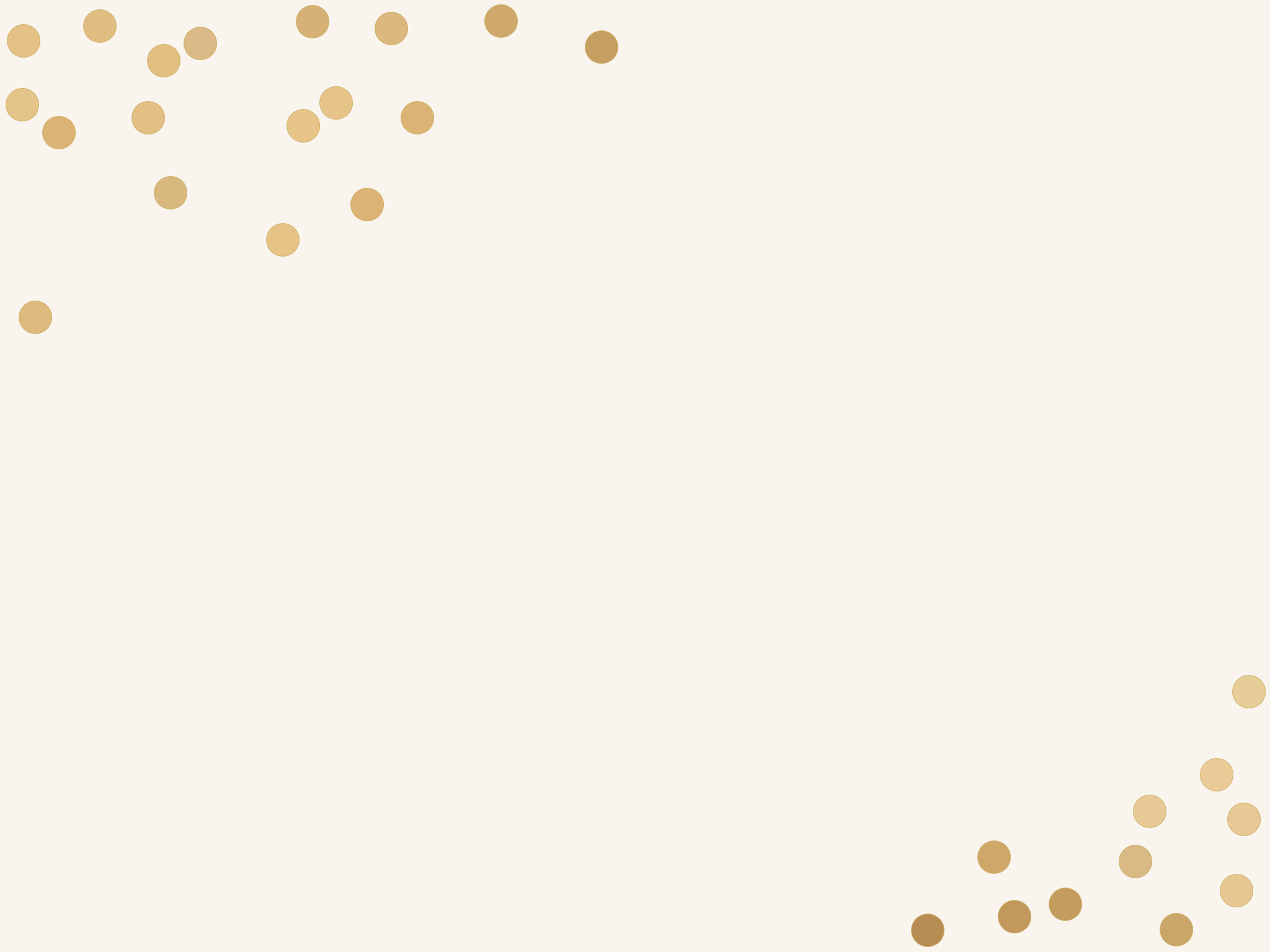 Gold Polka Dot: A spatter of decorative golden dots, Scattered repeat layouts, Circles. 2050x1540 HD Wallpaper.