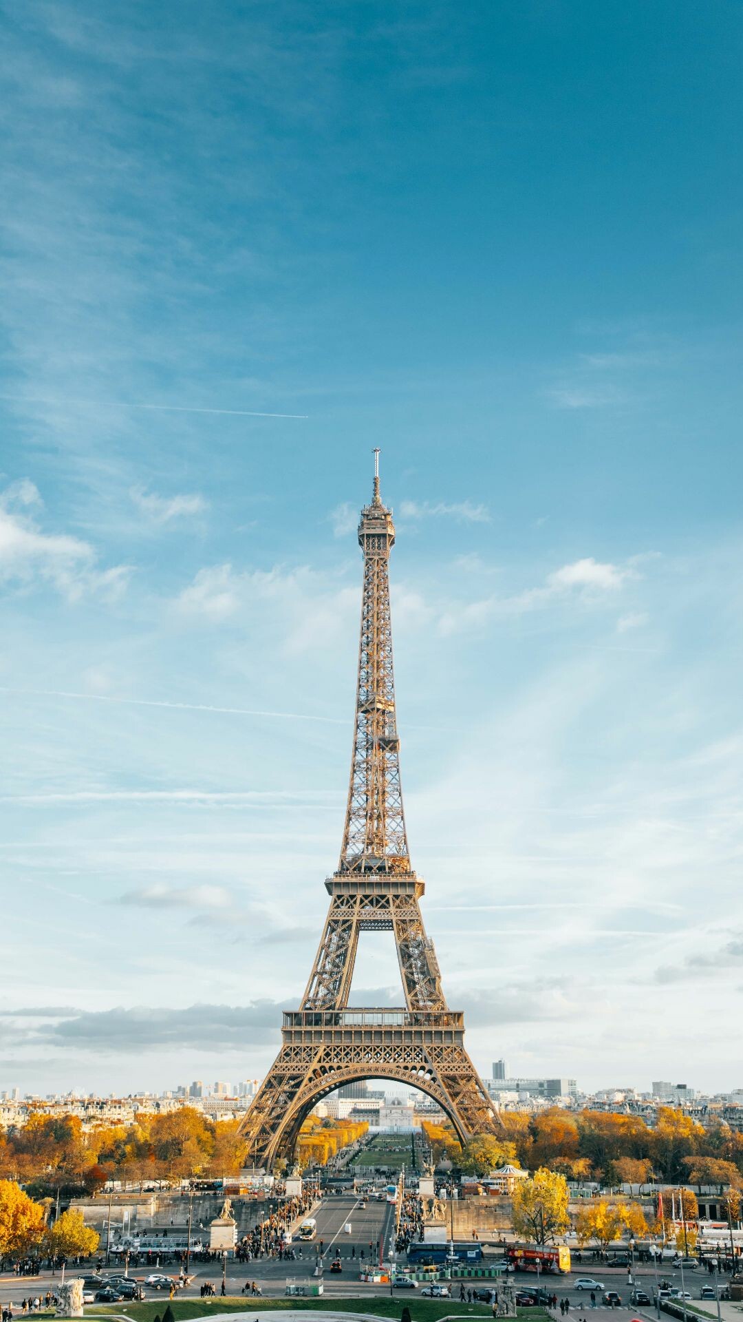 Eiffel Tower: A wrought iron lattice monument, Champ de Mars, Paris. 1080x1920 Full HD Background.