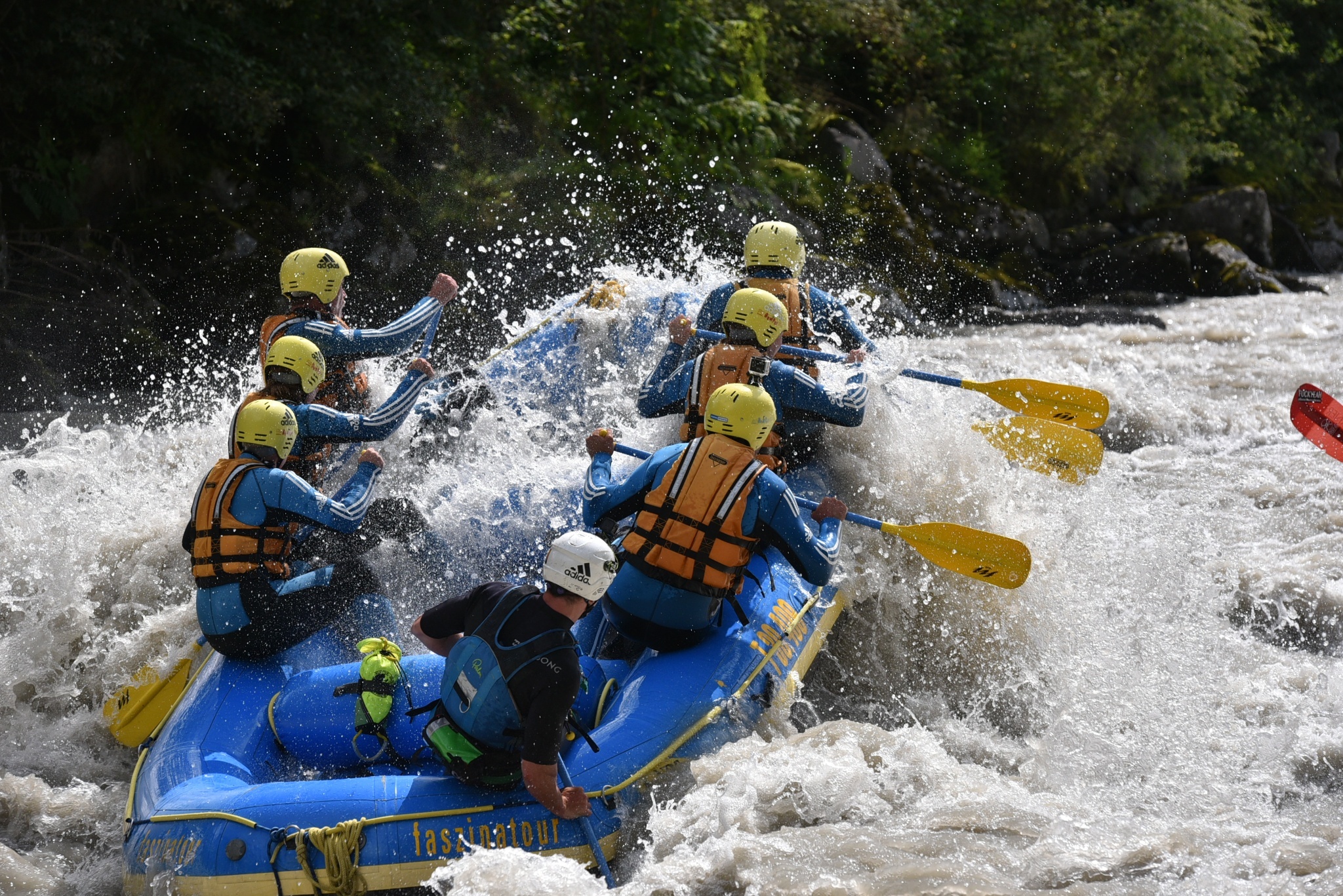 Rafting: Rafters move down a very intense river full of powerful rapids. 2050x1370 HD Wallpaper.