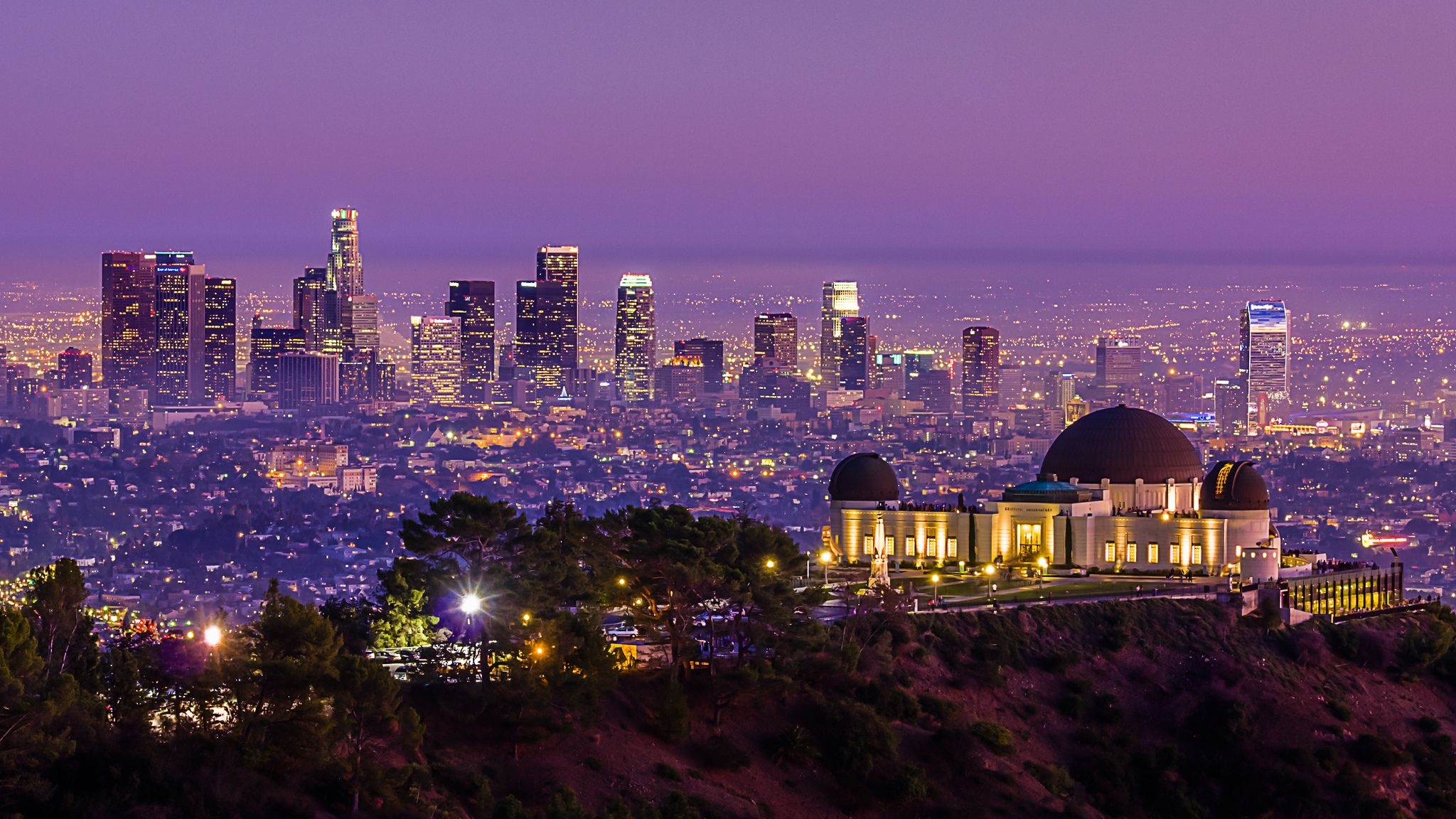 Los Angeles Skyline, Travels, Filming locations, 2050x1160 HD Desktop
