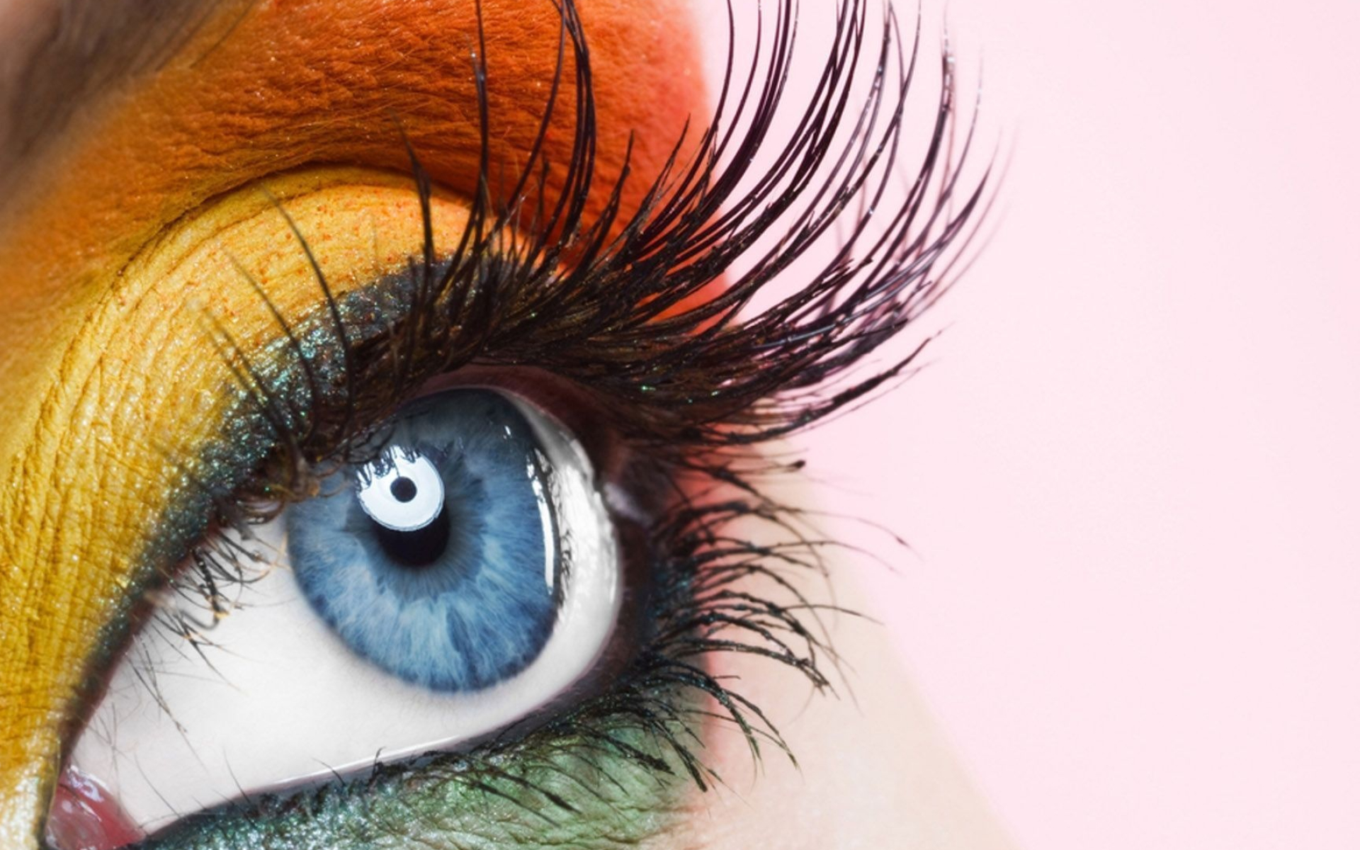 Blue eyes, Orange and yellow makeup, 1920x1200 HD Desktop