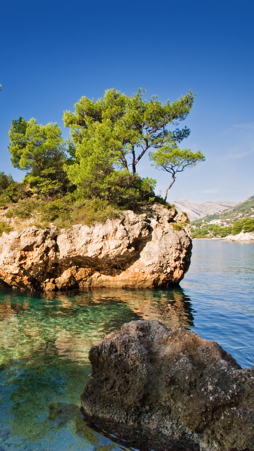Croatia: Earth Island, The Croatian coast in the Adriatic Sea. 1080x1920 Full HD Wallpaper.