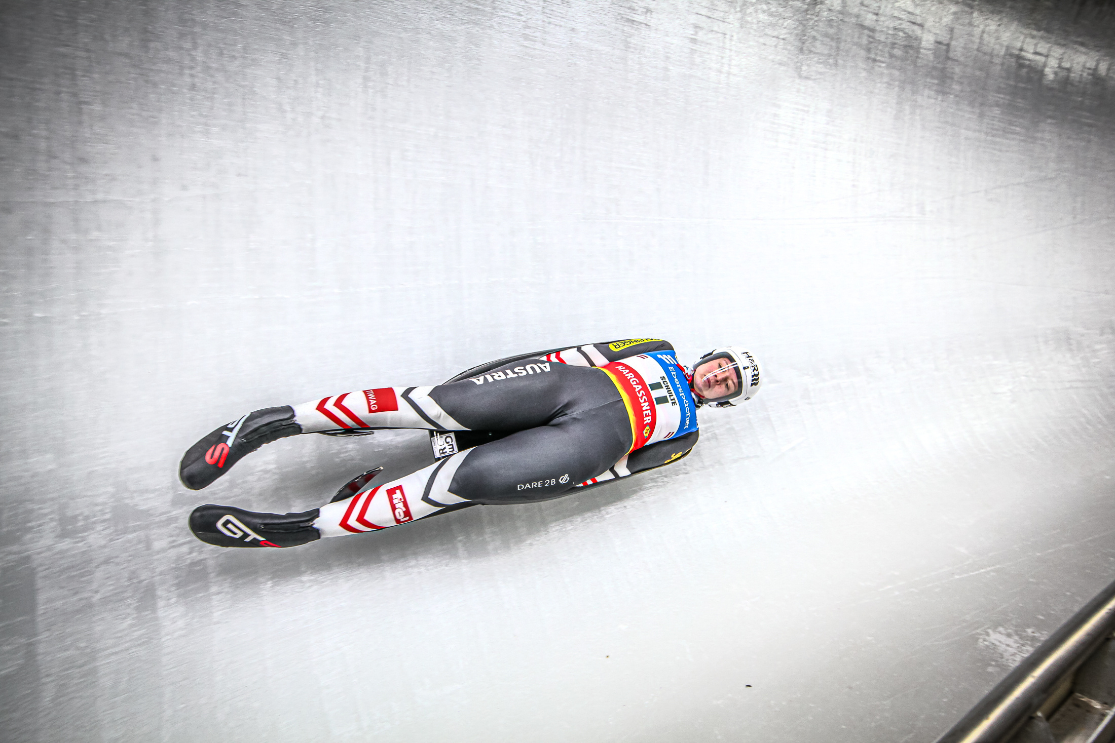 Luge: David Gleirscher of Austria at the Luge World Cup in Yanqing, China. 2200x1470 HD Background.