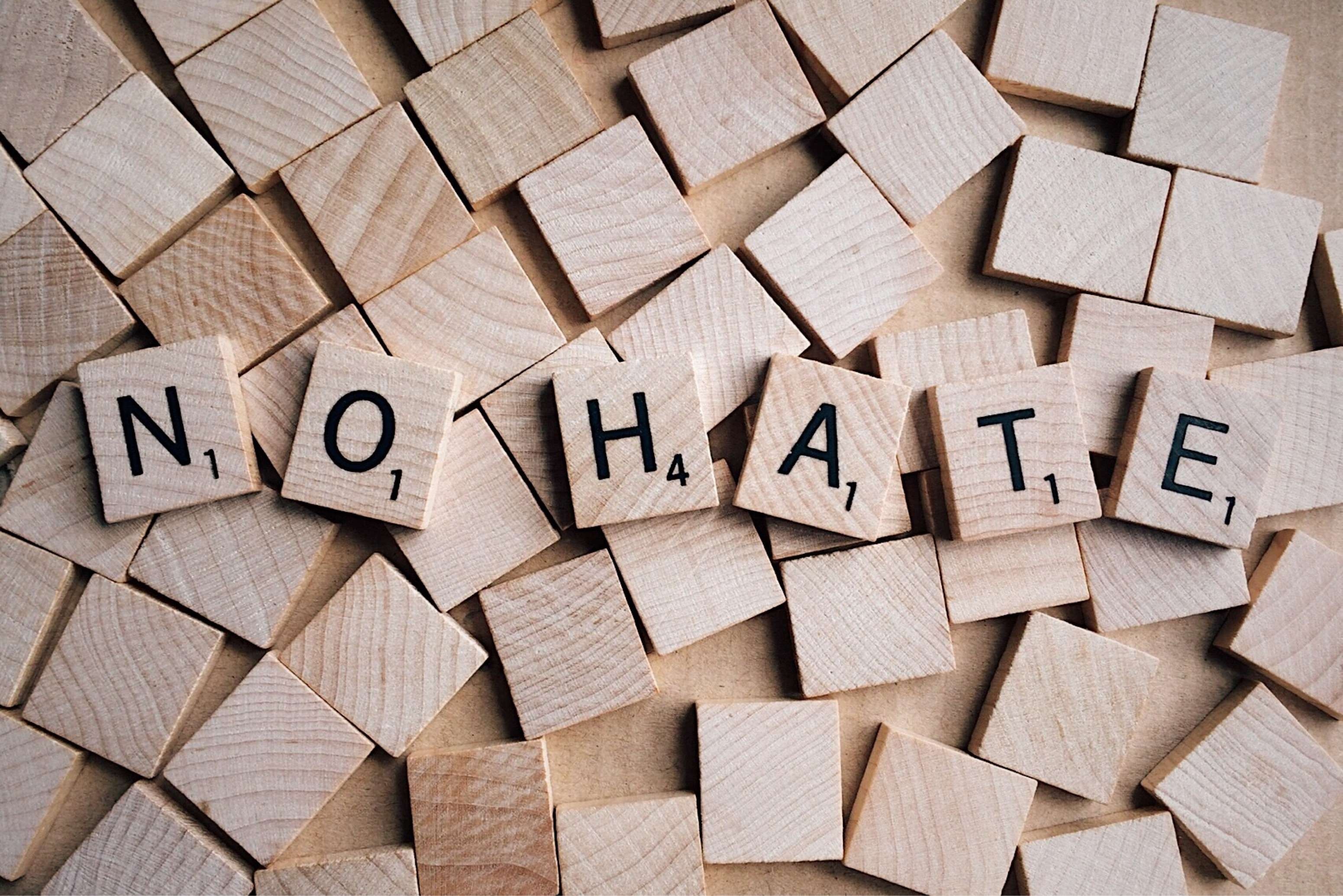 Scrabble: No hate, Motivation through the game, invented in 1938 in America. 3110x2070 HD Wallpaper.