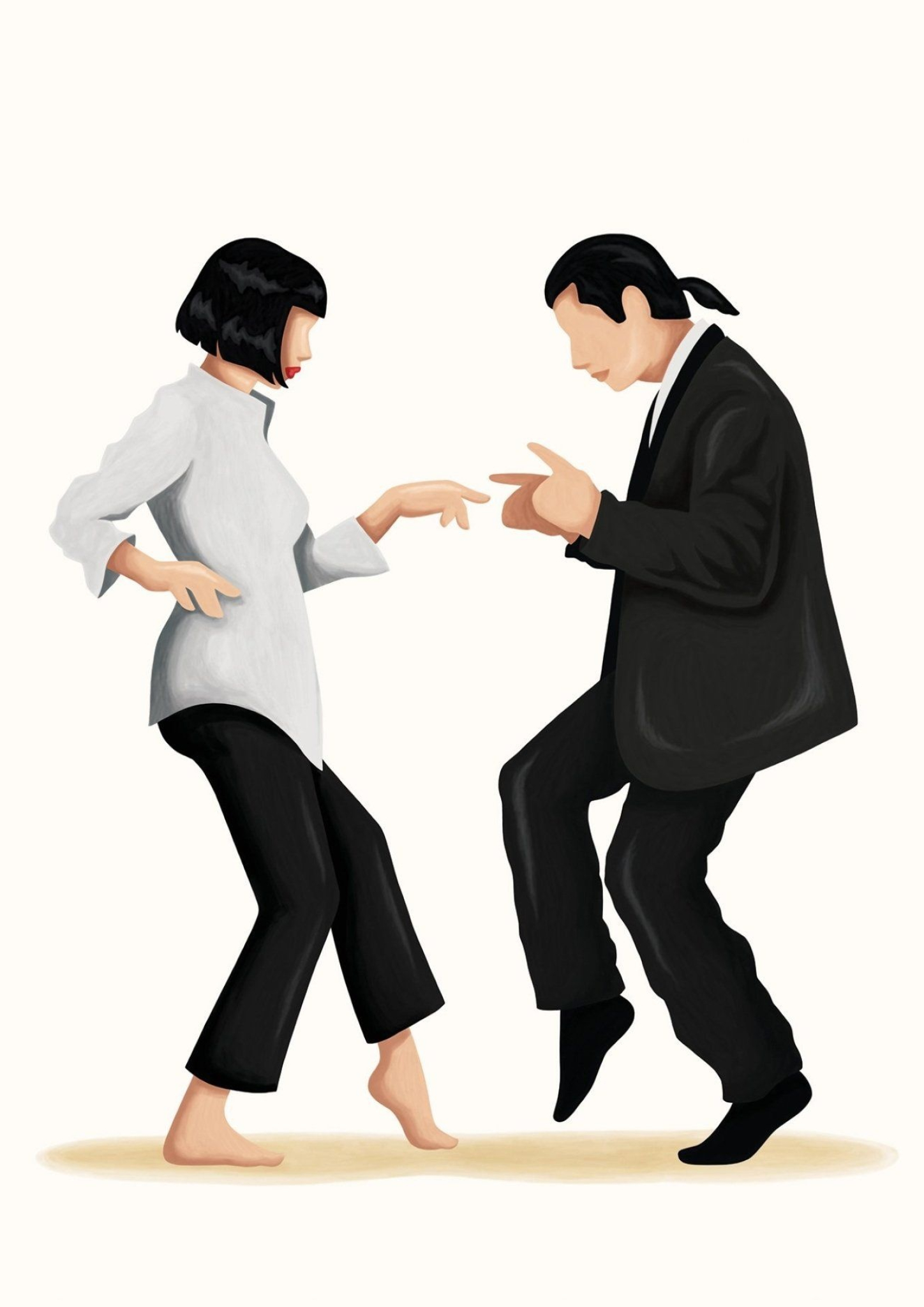 Twist Dance: Pulp Fiction, A 1994 American movie, Vincent Vega and Mia Wallace. 1450x2050 HD Background.
