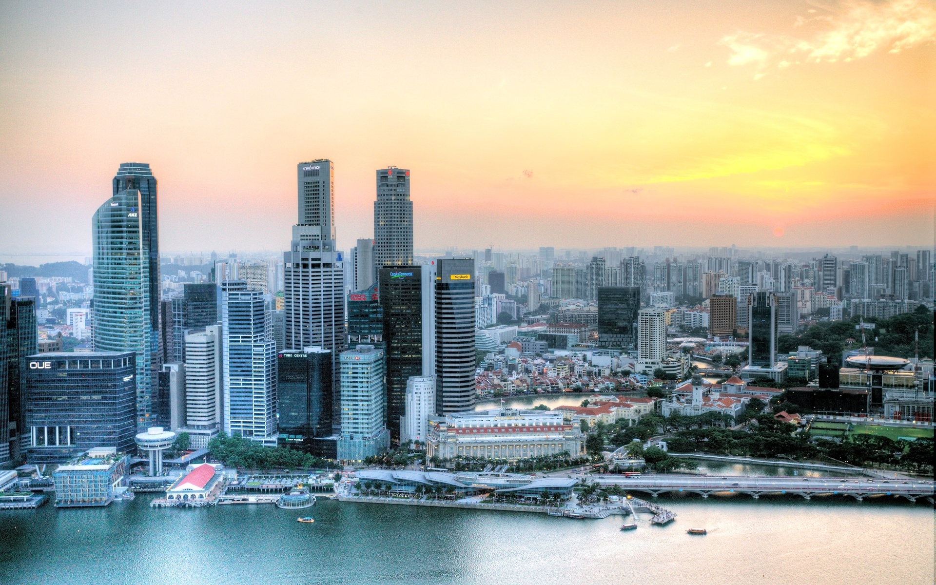 Singapore Skyline, Urban architecture, High rise buildings, Asia, 1920x1200 HD Desktop