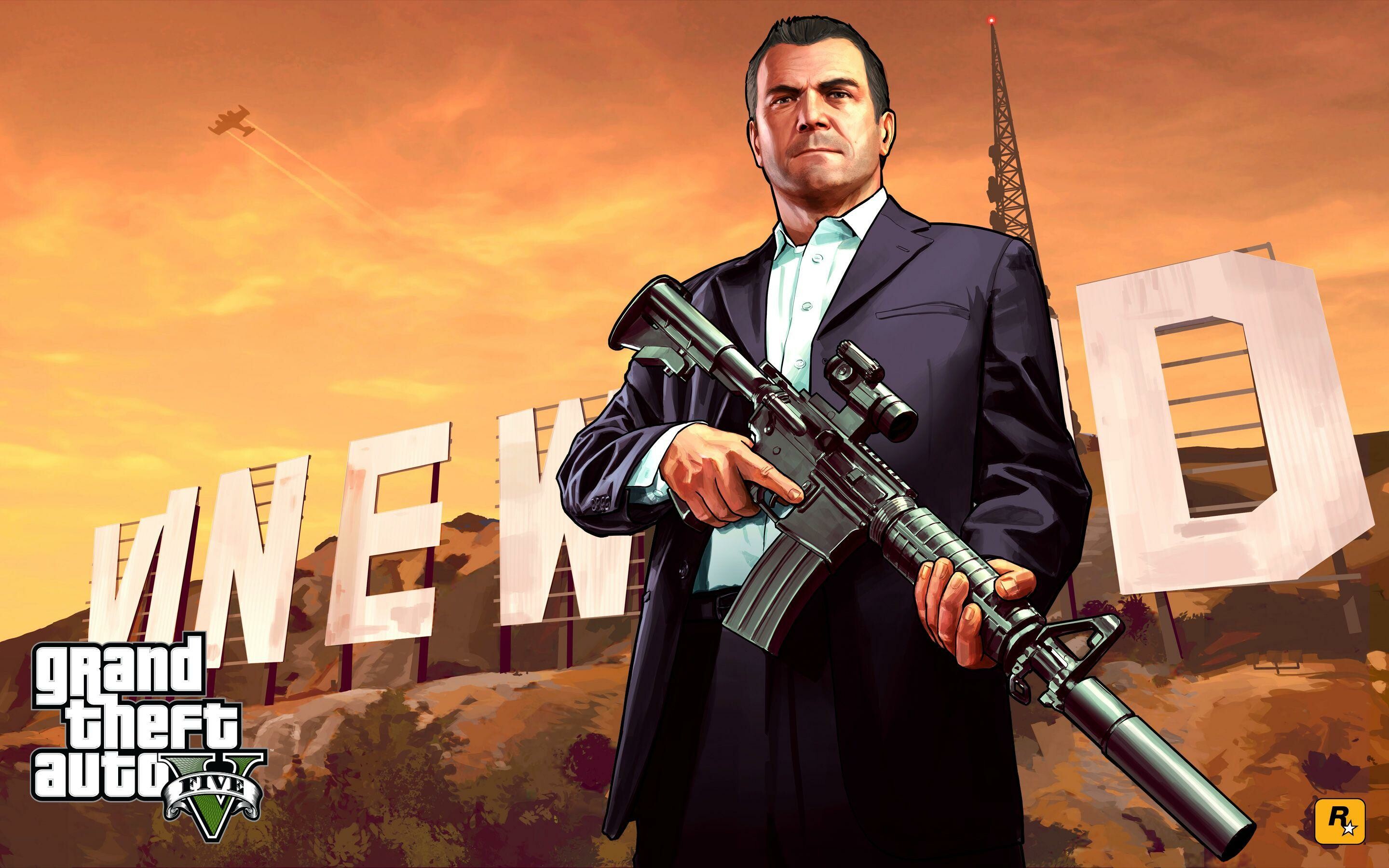 Grand Theft Auto 5: Michael De Santa, Voiced by Ned Luke. 2880x1800 HD Wallpaper.