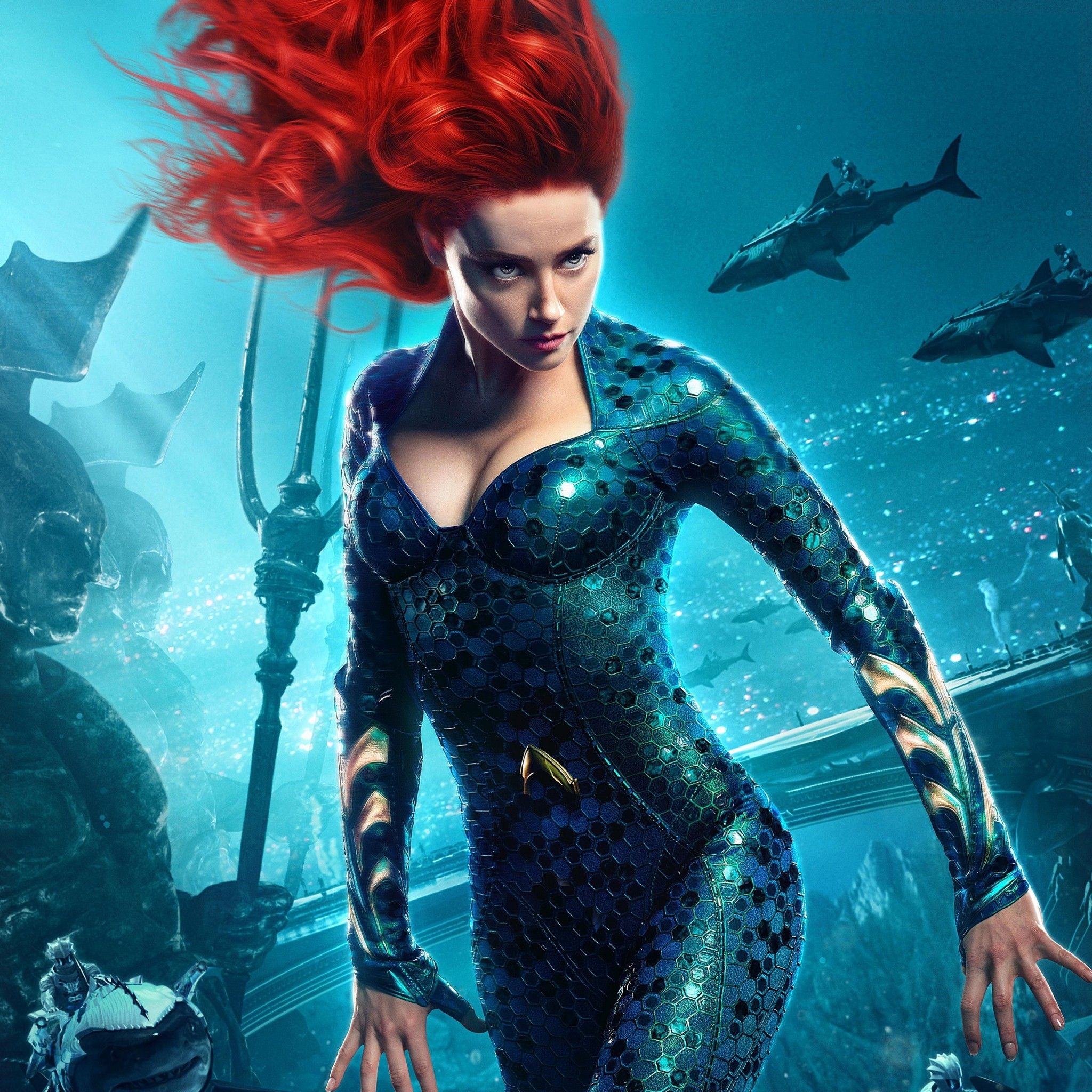 Mera, Aquaman's companion, Stunning wallpapers, Underwater royalty, 2050x2050 HD Phone